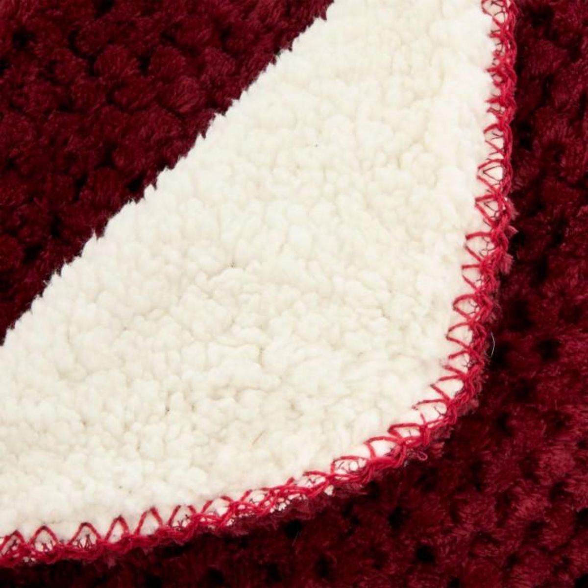 ATMOSPHERA Plaid Sherpa en Flanelle  Lyno  130x170cm Rouge Grenat