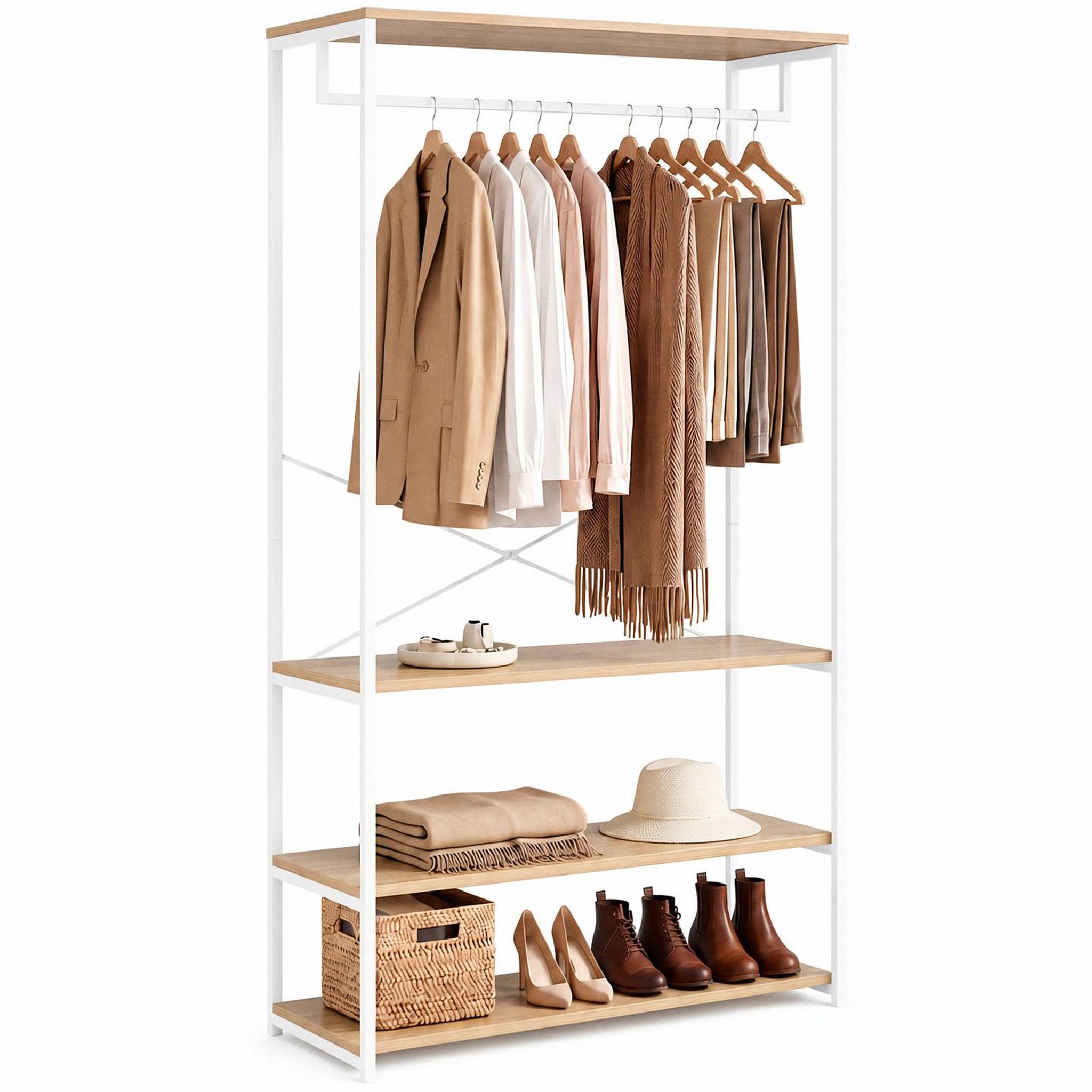 ID MARKET Dressing large l. 100 cm detroit design industriel bois et métal blanc