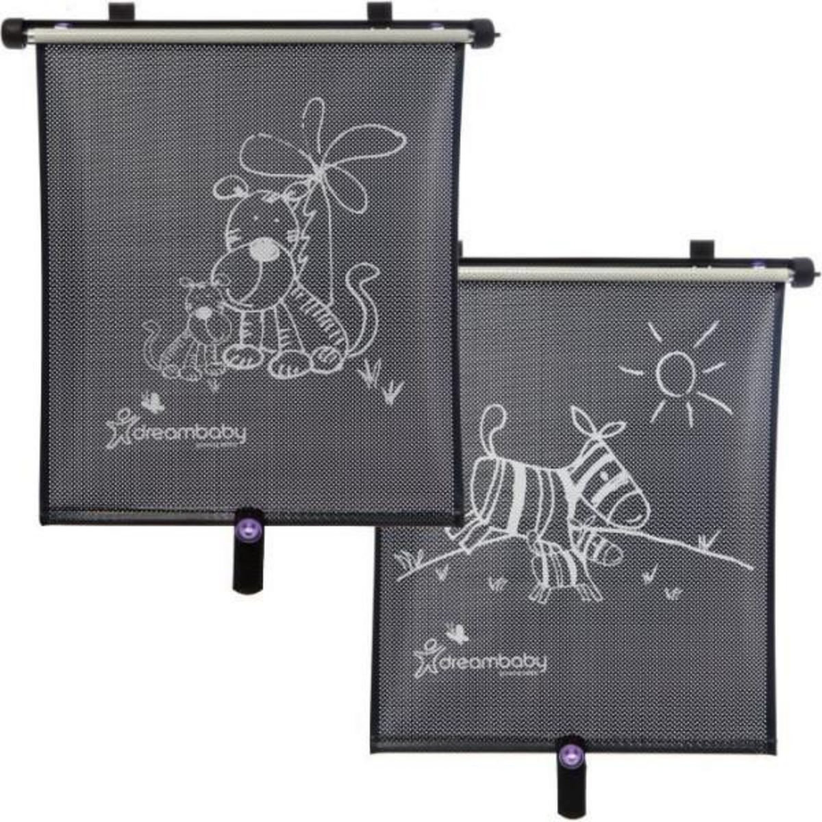 MARKET24 Store enrouleur de fenetre de voiture - DREAMBABY - Double face Zebra & Tigre Print - Réglable 2pcs