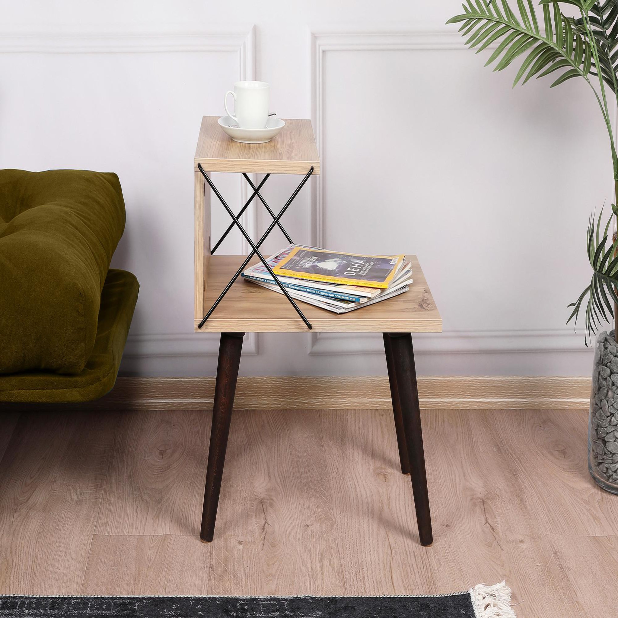 Voir la diapositive 4 : Habitat et Jardin Table de chevet en bois  cross  50 x 40 x 55 cm - pin