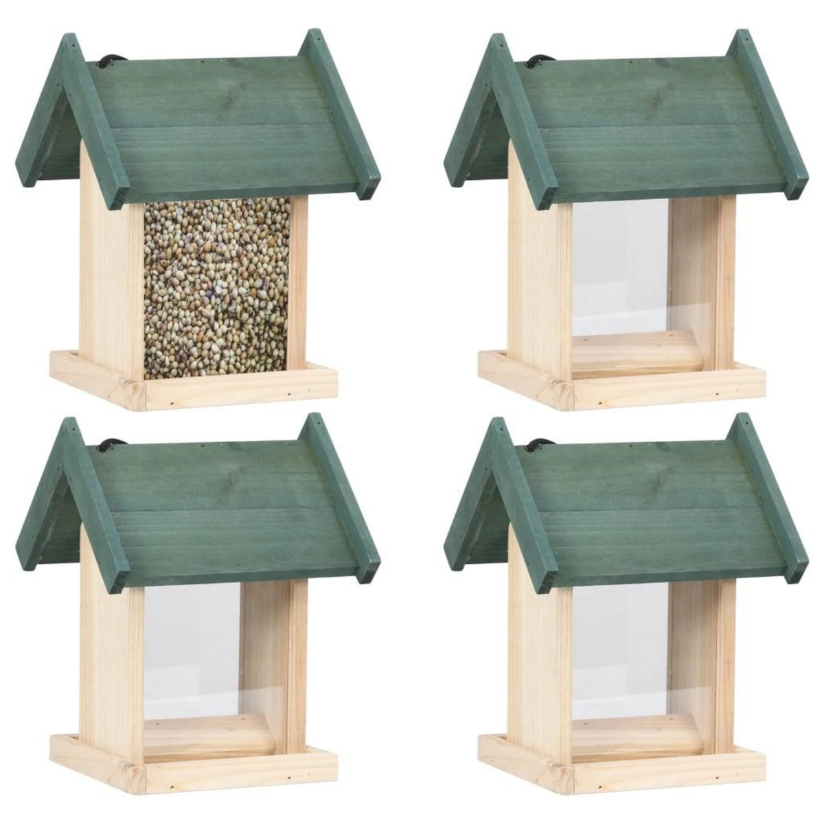 VIDAXL Mangeoires a oiseaux 4 pcs Bois de sapin