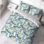 Home collection Parure housse de couette 100%polyester 72gsm arc en ciel. Coloris disponibles : Bleu
