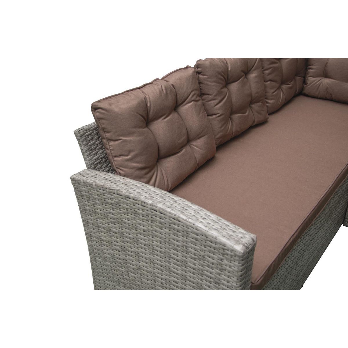 CONCEPT USINE Salon de jardin d'angle 8 places en résine gris & marron MOOREA