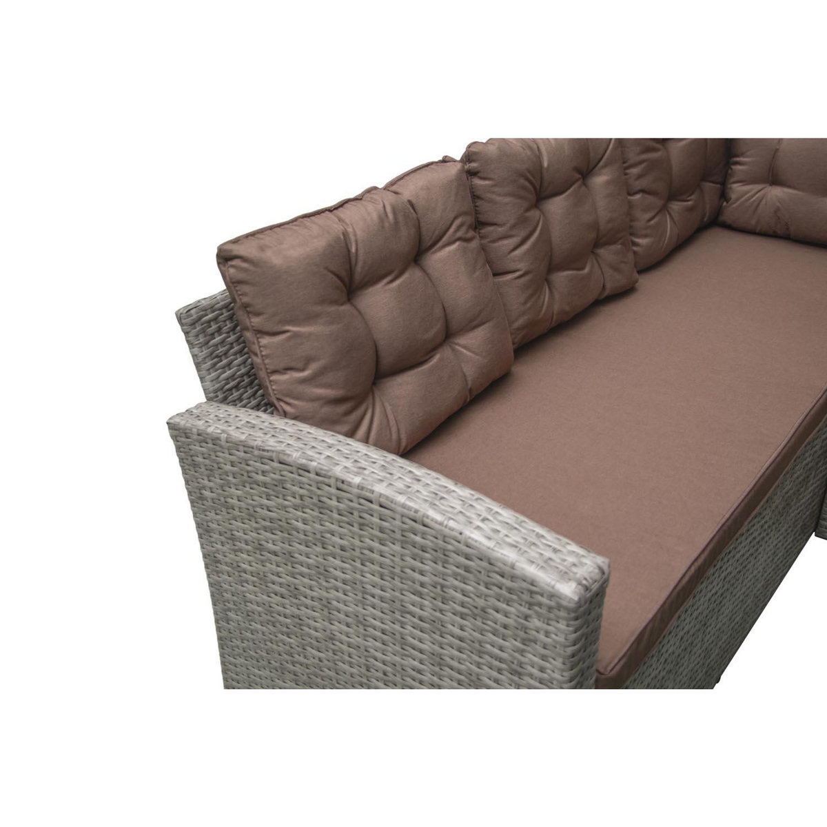 CONCEPT USINE Salon de jardin d'angle 8 places en résine gris & marron MOOREA