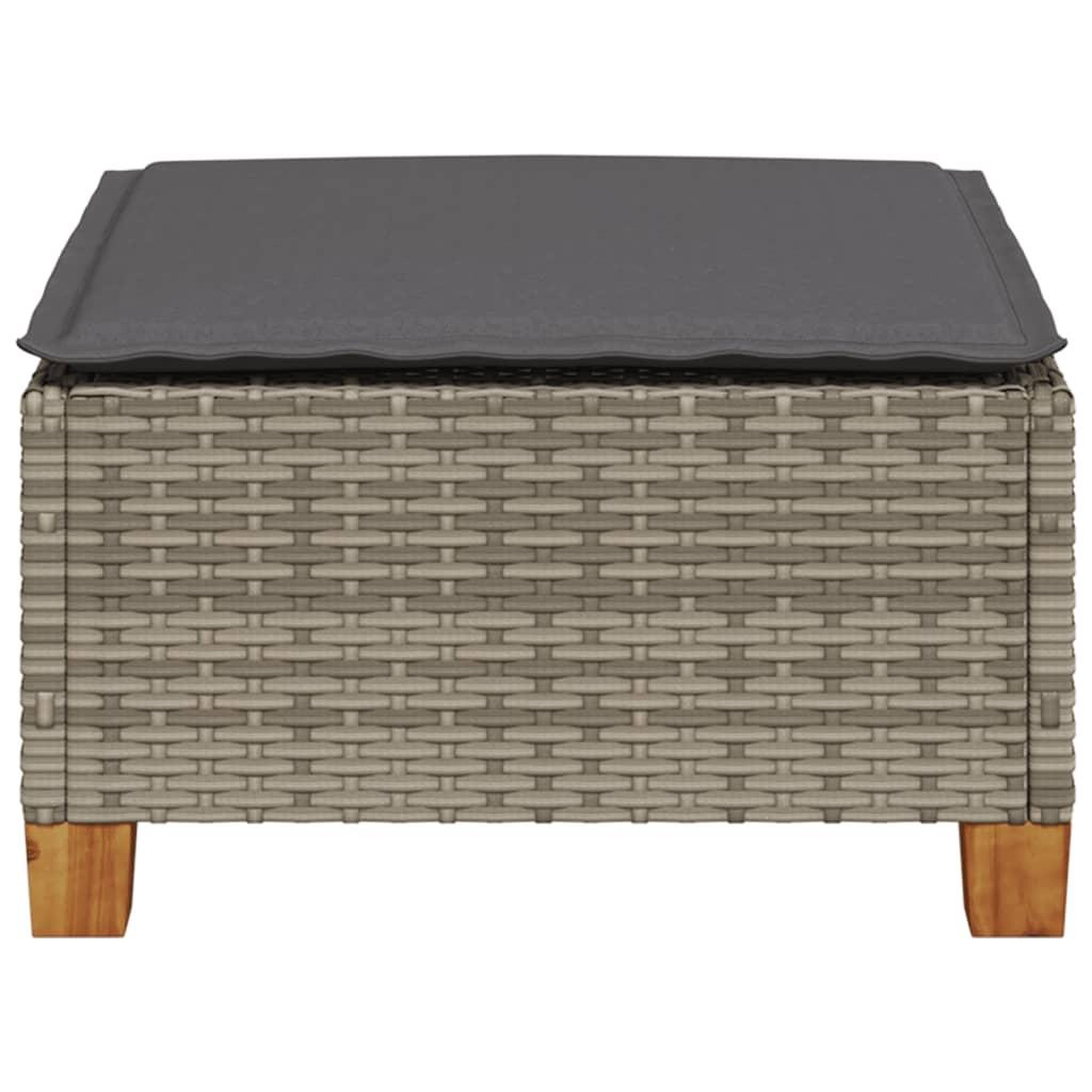 Voir la diapositive 4 : VIDAXL Tabouret de jardin et coussin gris 63,5x56x32 cm resine tressee