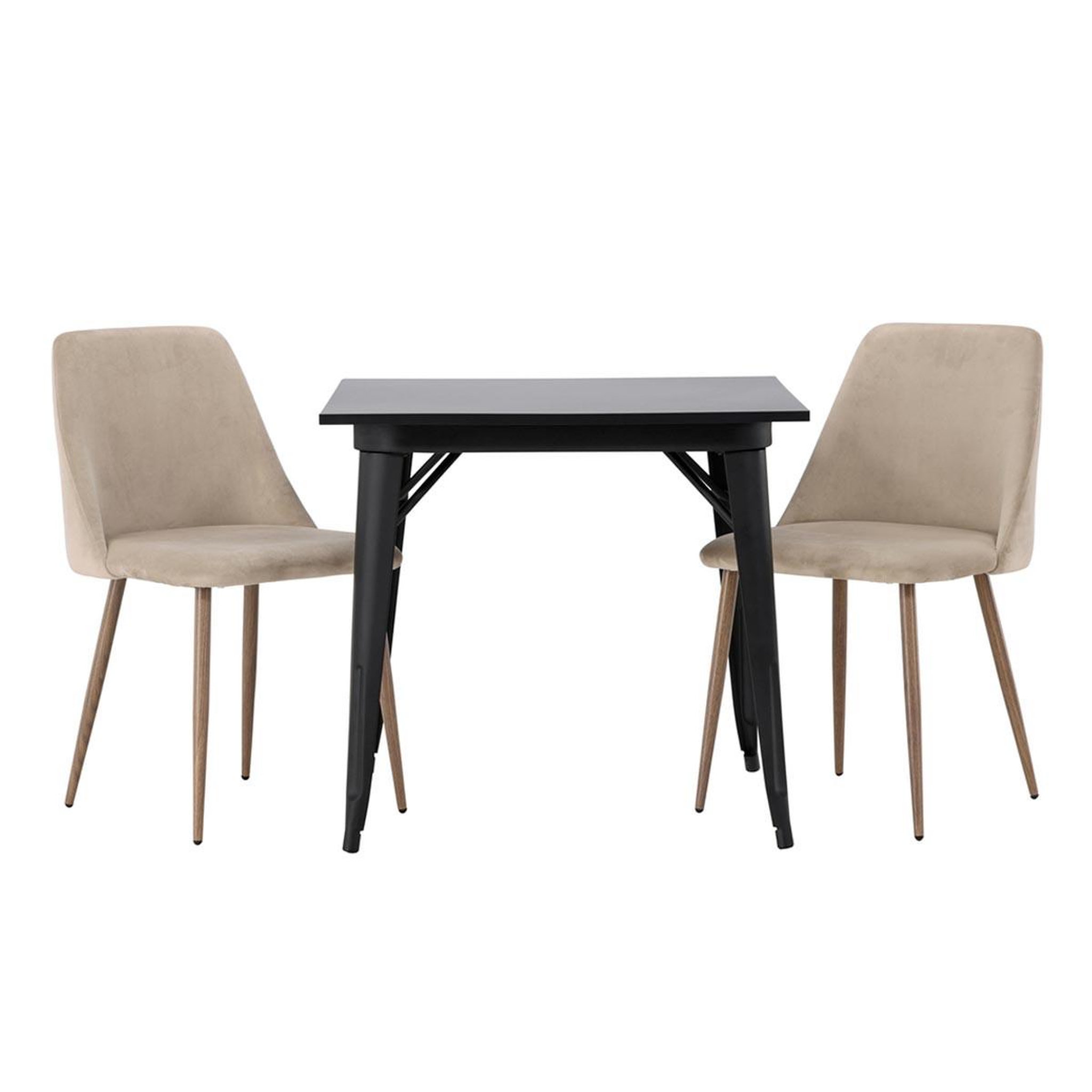 Paris Prix Ensemble table à manger & 2 chaises  tempe & night  80cm noir & sable