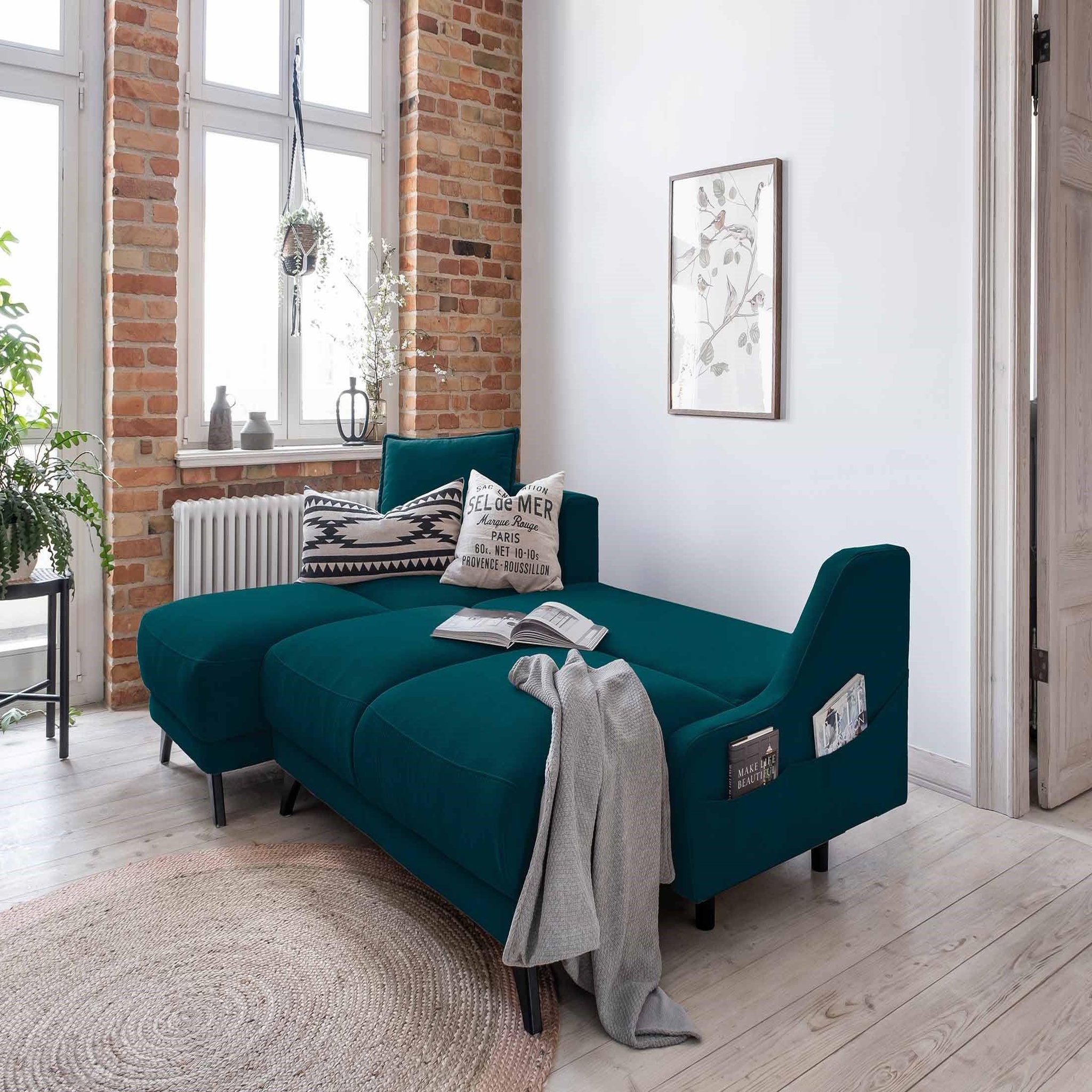 Voir la diapositive 2 : BEST MOBILIER Royal - canapé d'angle gauche - 4 places - convertible avec coffre - en velours