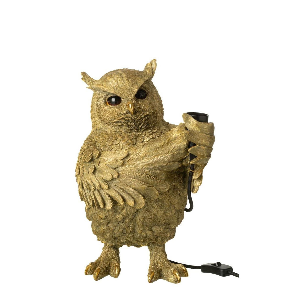 Paris Prix Lampe à Poser en Résine  Hibou  37cm Doré