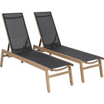 Habitat et Jardin Lot de 2 bains de soleil en aluminium imitation bois  Elysia  - Noir