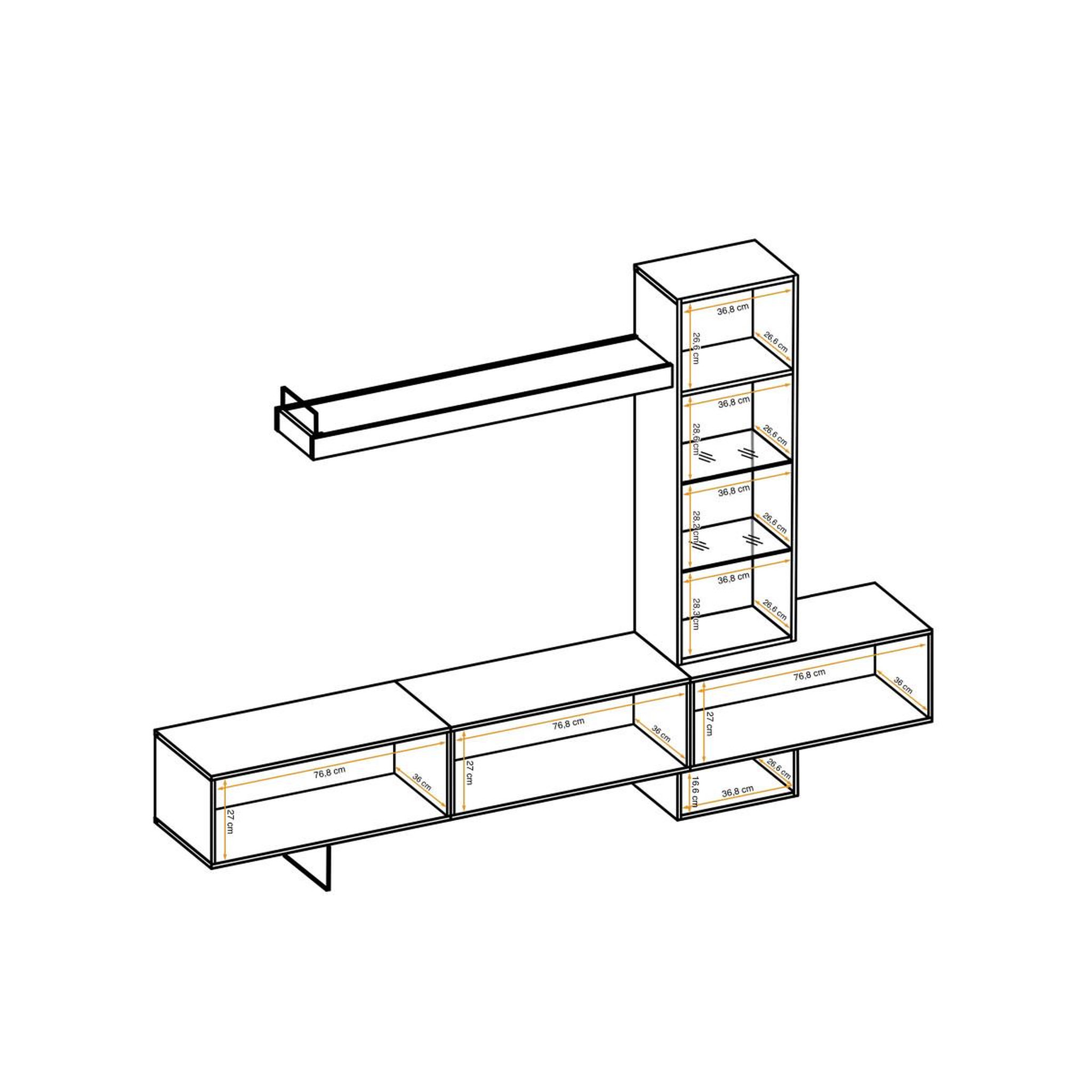 Voir la diapositive 6 : Paris Prix Ensemble meuble tv design  rise  240cm chêne