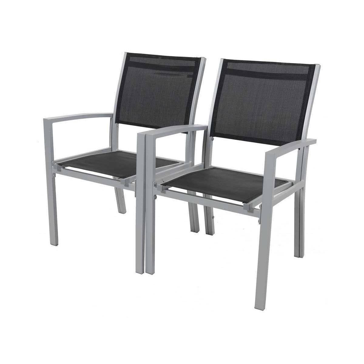 Habitat et Jardin Fauteuil jardin Alu/Textilène  Tropic  - Phoenix - Noir - Lot de 2