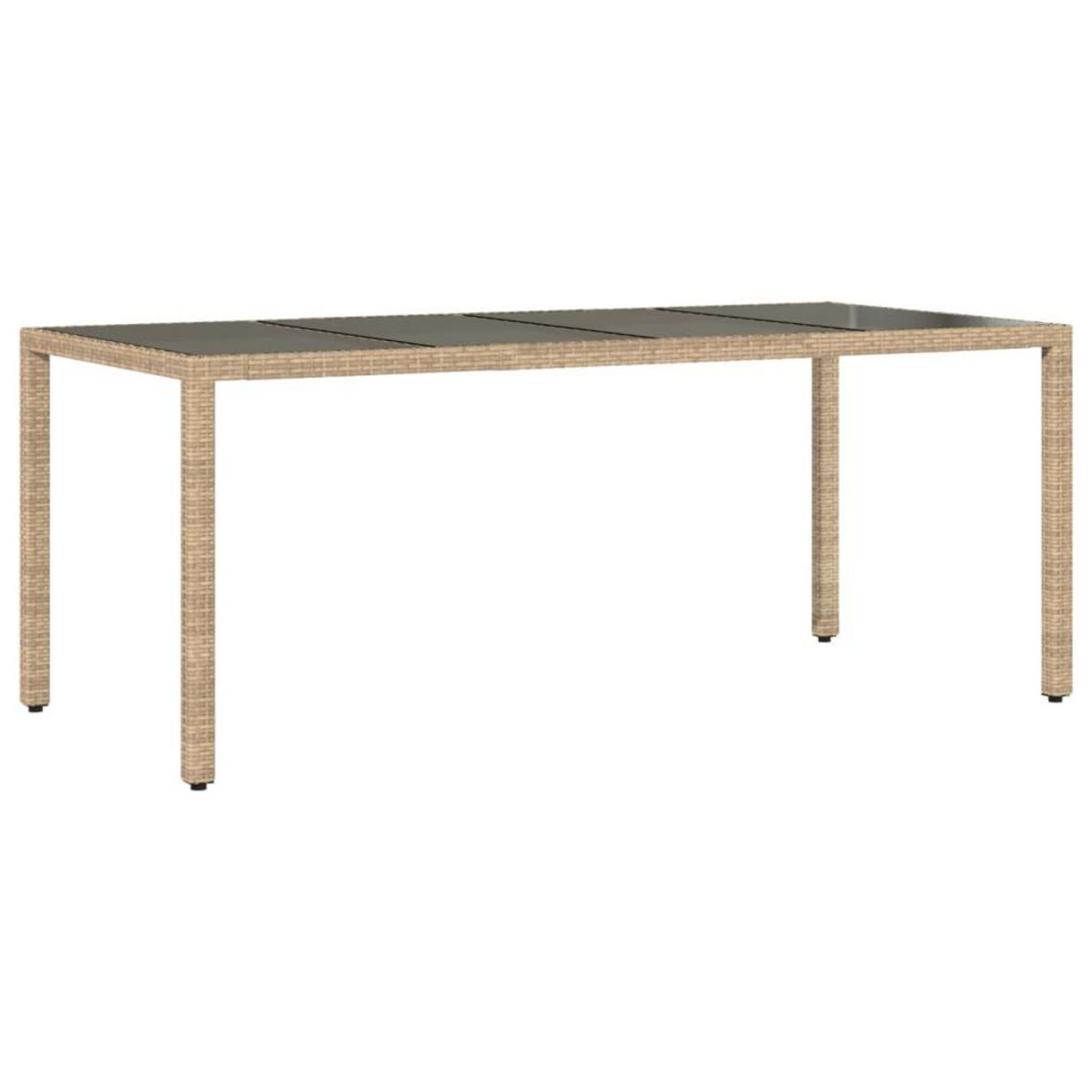 VIDAXL Table de jardin avec dessus en verre beige resine tressee