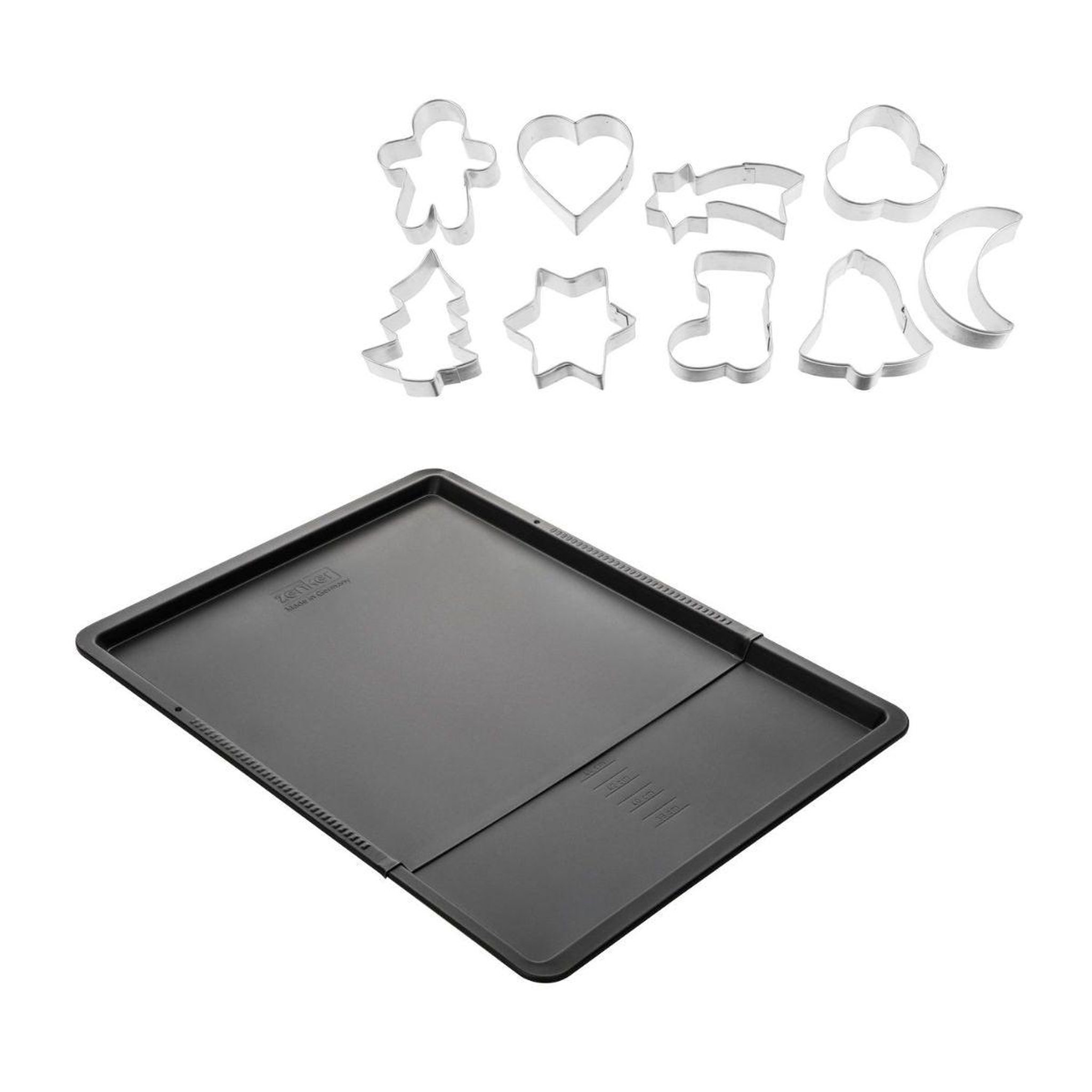 ZENKER Ensemble avec plaque à pâtisserie extensible et 9 emporte-pièces sur cintre zenker