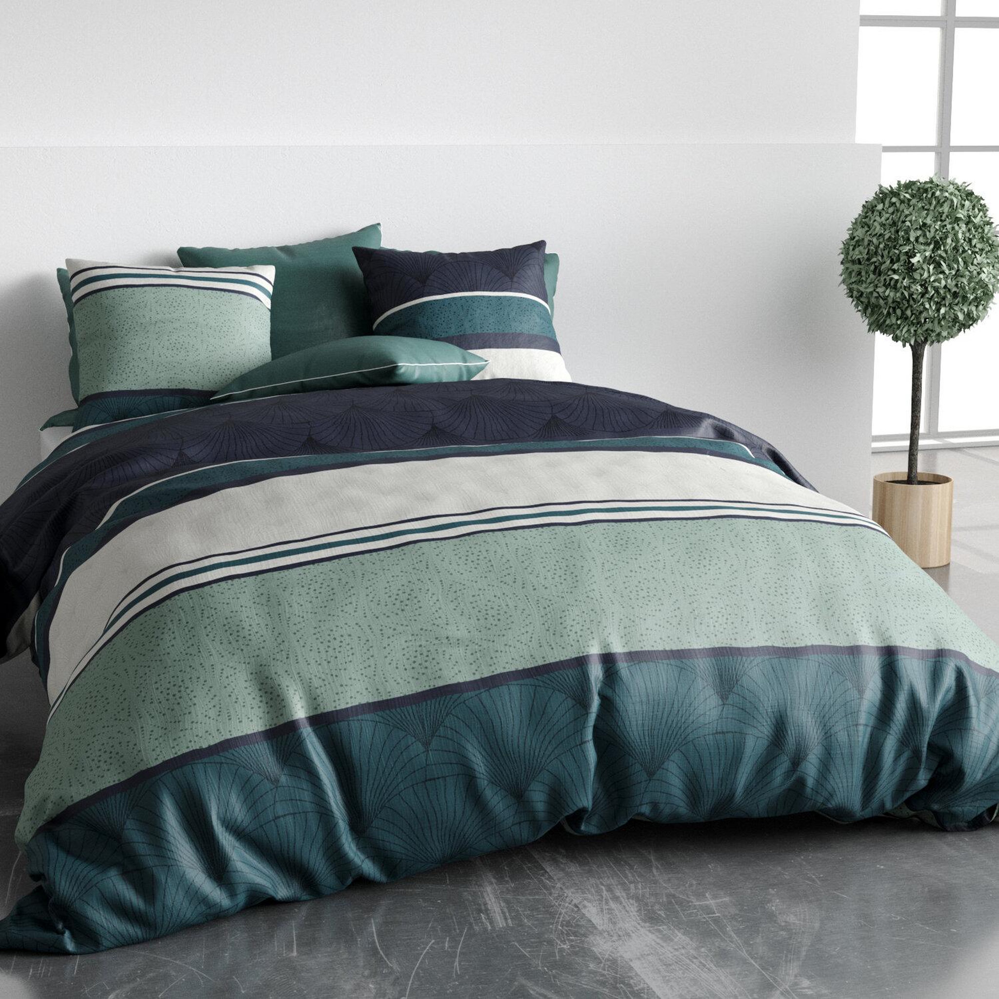 Voir la diapositive 2 : ATELIER DU COTON Parure housse de couette 100% coton 57 fils antika