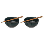 SECRET DE GOURMET Lot de 2 Poke Bowls & baguettes  Jade  15cm Vert