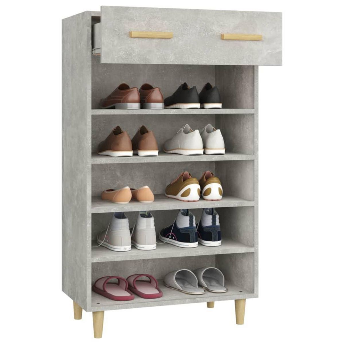 VIDAXL Armoire a chaussures Gris beton 60x35x105 cm Bois d'ingenierie