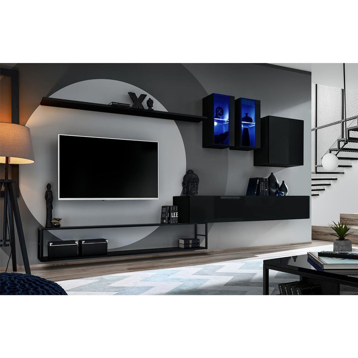Paris Prix Ensemble Meuble TV Design  Switch I  330cm Noir