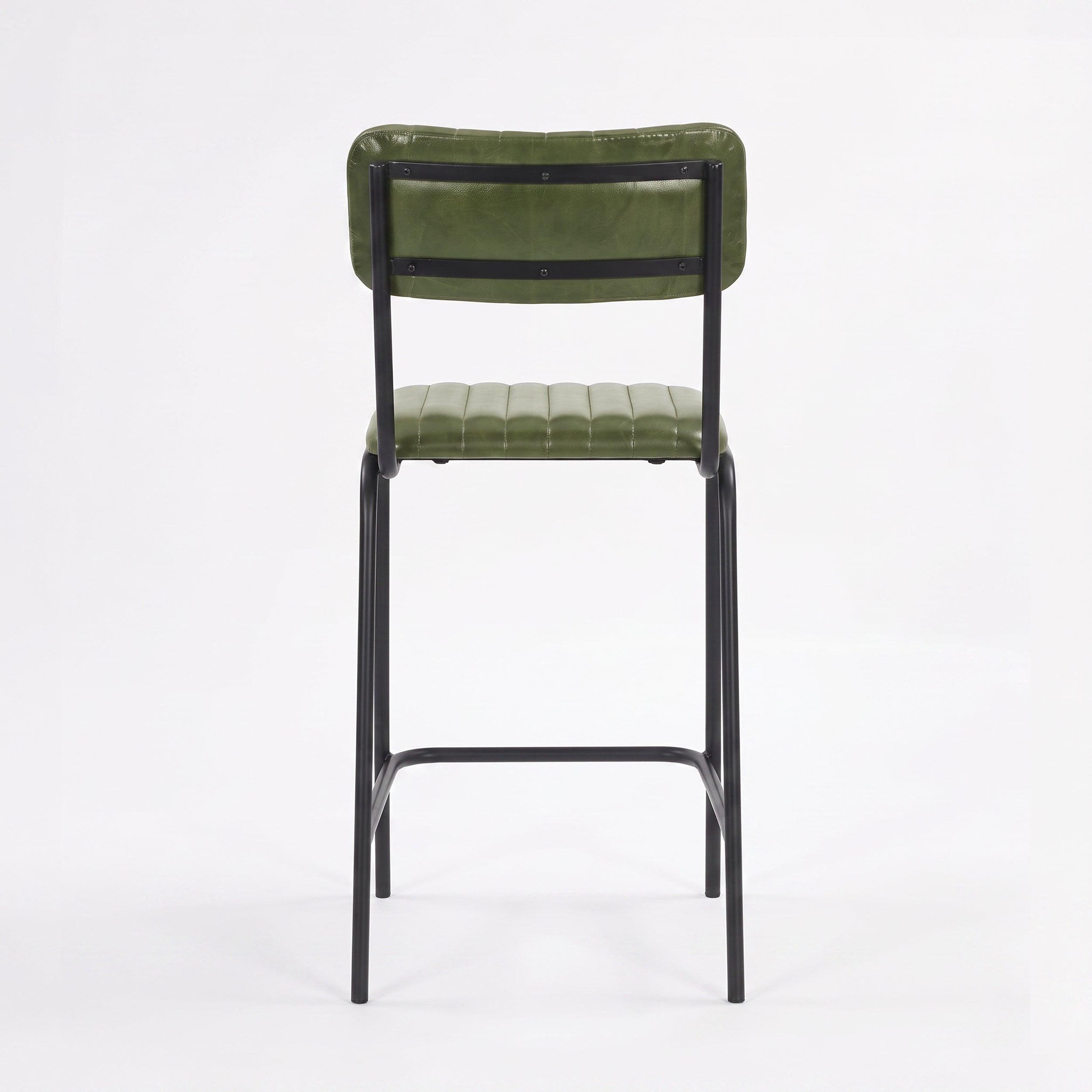 Voir la diapositive 5 : MAISON PAVANE Lot de 2 chaises pour îlot central 65 cm en cuir de buffle vert-Arsène