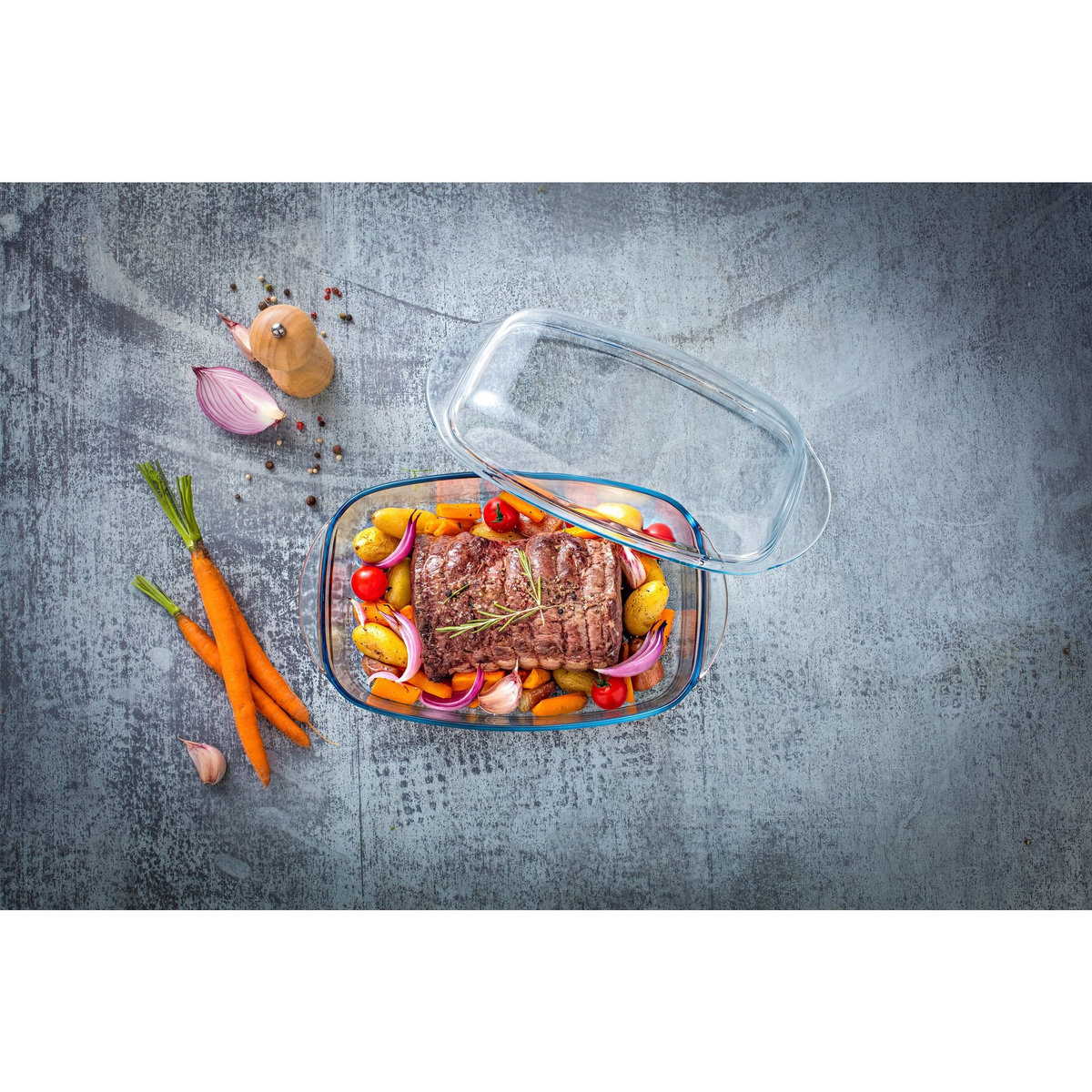 PYREX Cocotte rectangulaire en verre 3 L