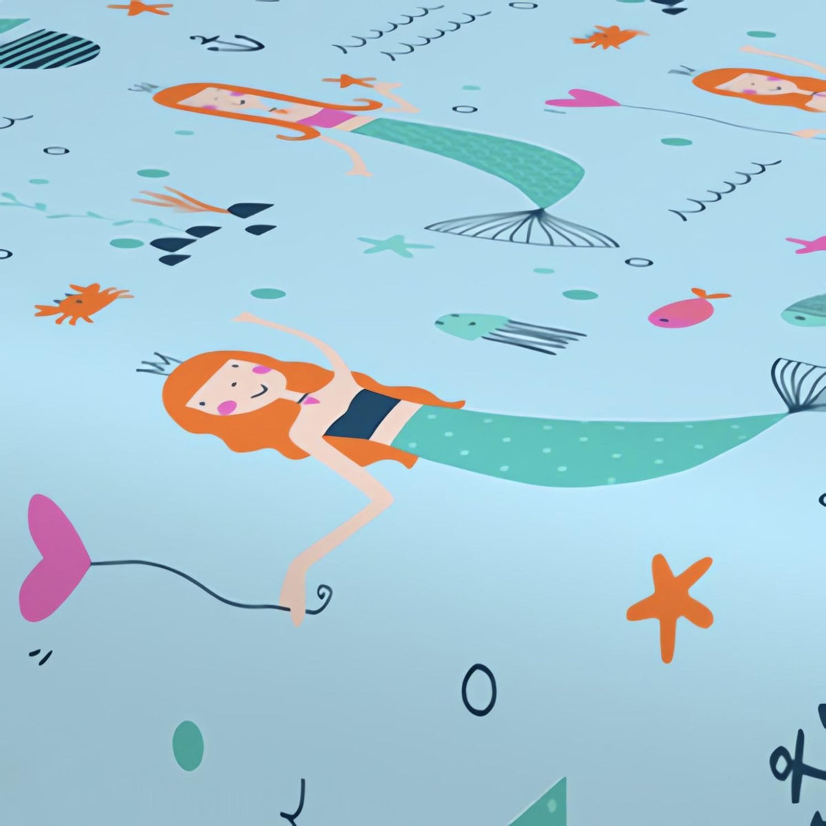 SOLEIL D'OCRE Parure de draps 180x290 cm SIRENES, 100% coton 57 fils/cm2, par Soleil d'Ocre