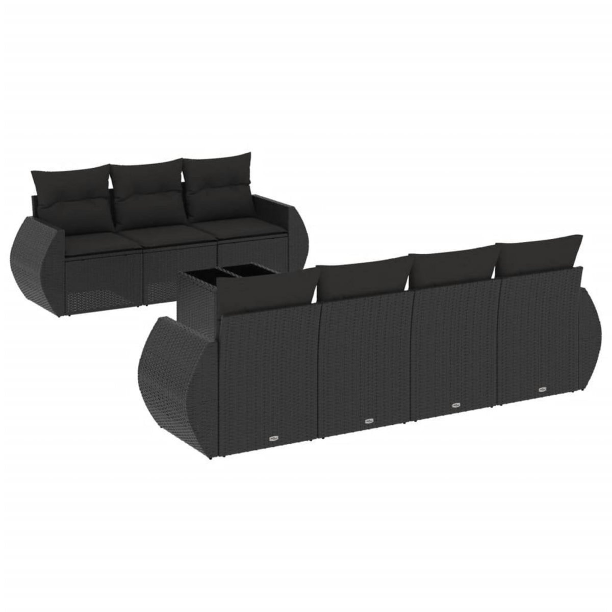 VIDAXL Salon de jardin 8 pcs avec coussins noir resine tressee