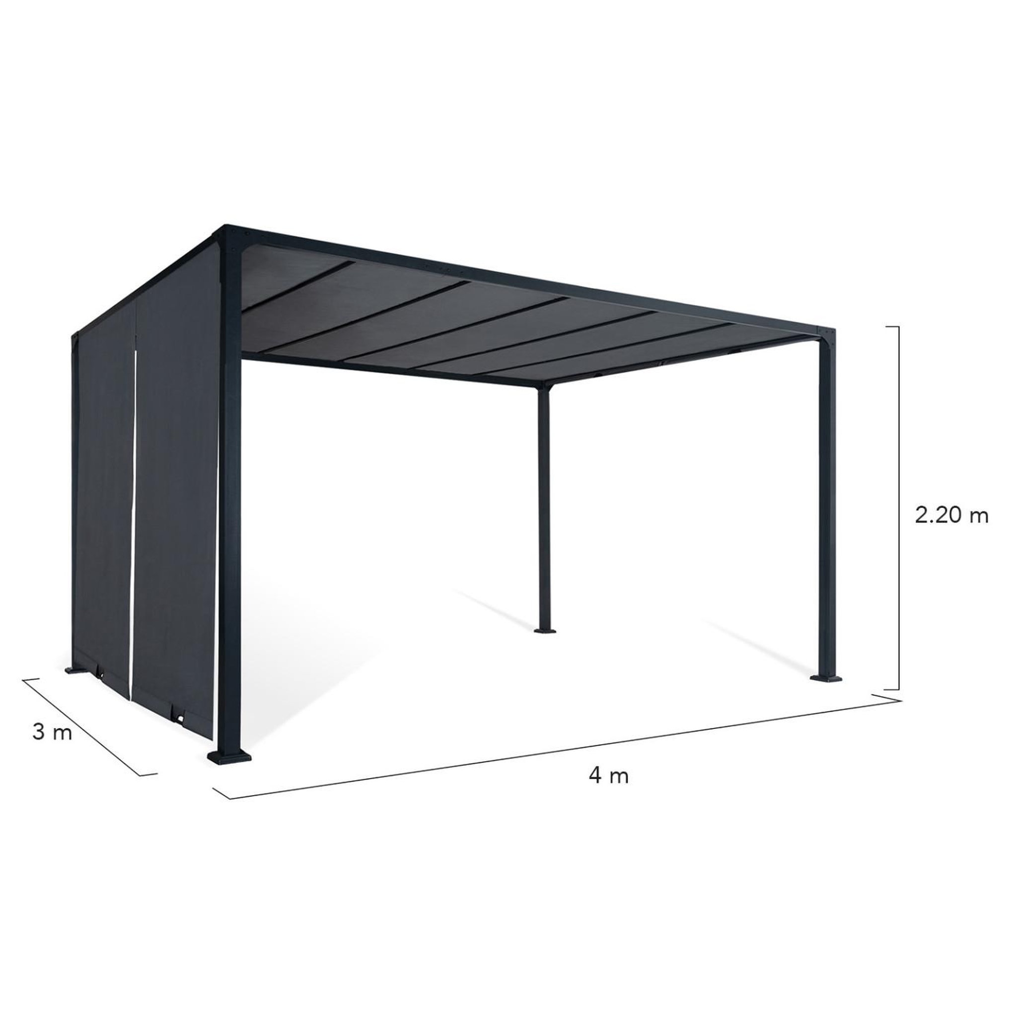 Voir la diapositive 6 : ID MARKET Pergola coulissante 2 pans 3x4 m belvédère de jardin toile gris anthracite