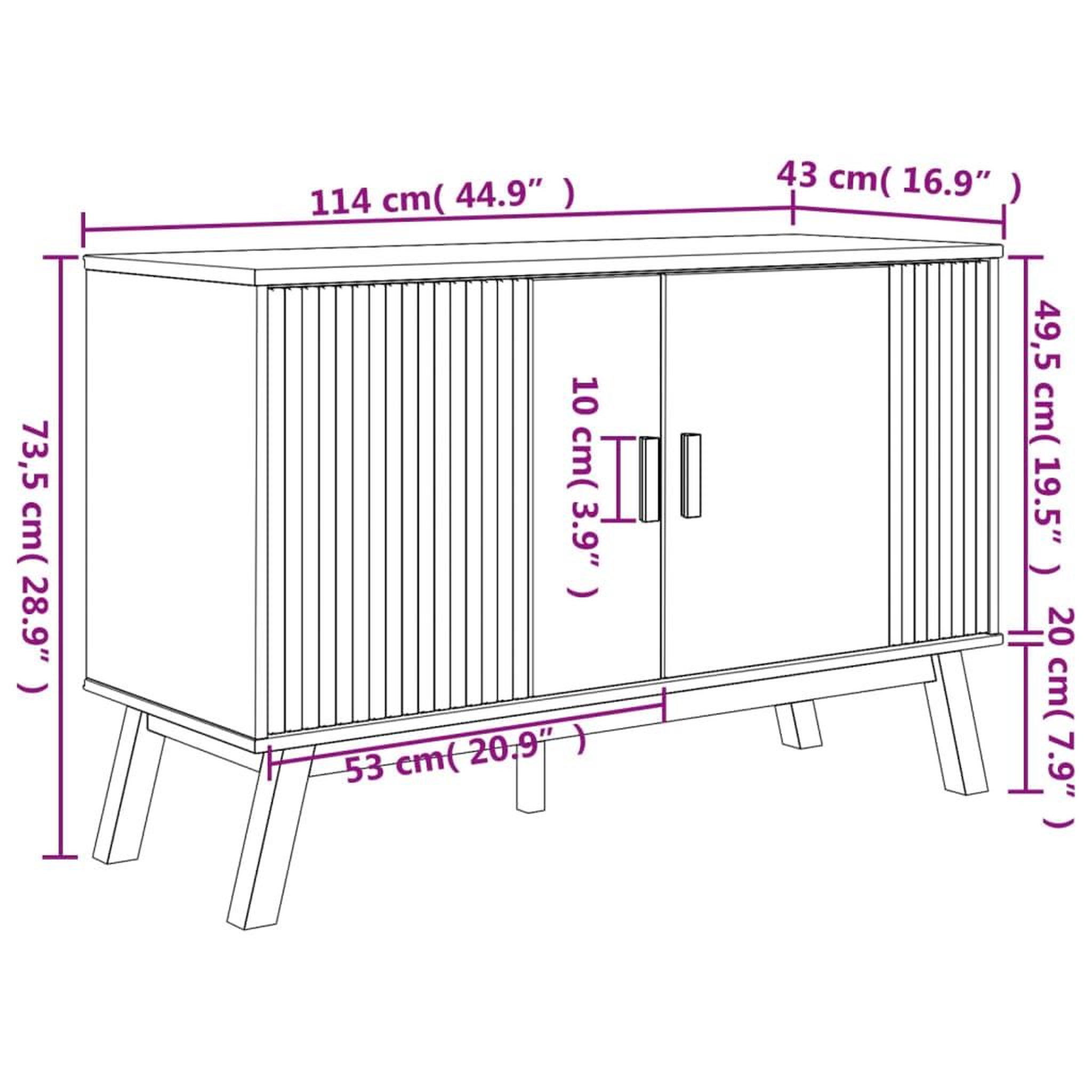 Voir la diapositive 6 : VIDAXL Buffet OLDEN blanc et marron 114x43x73,5 cm bois massif de pin