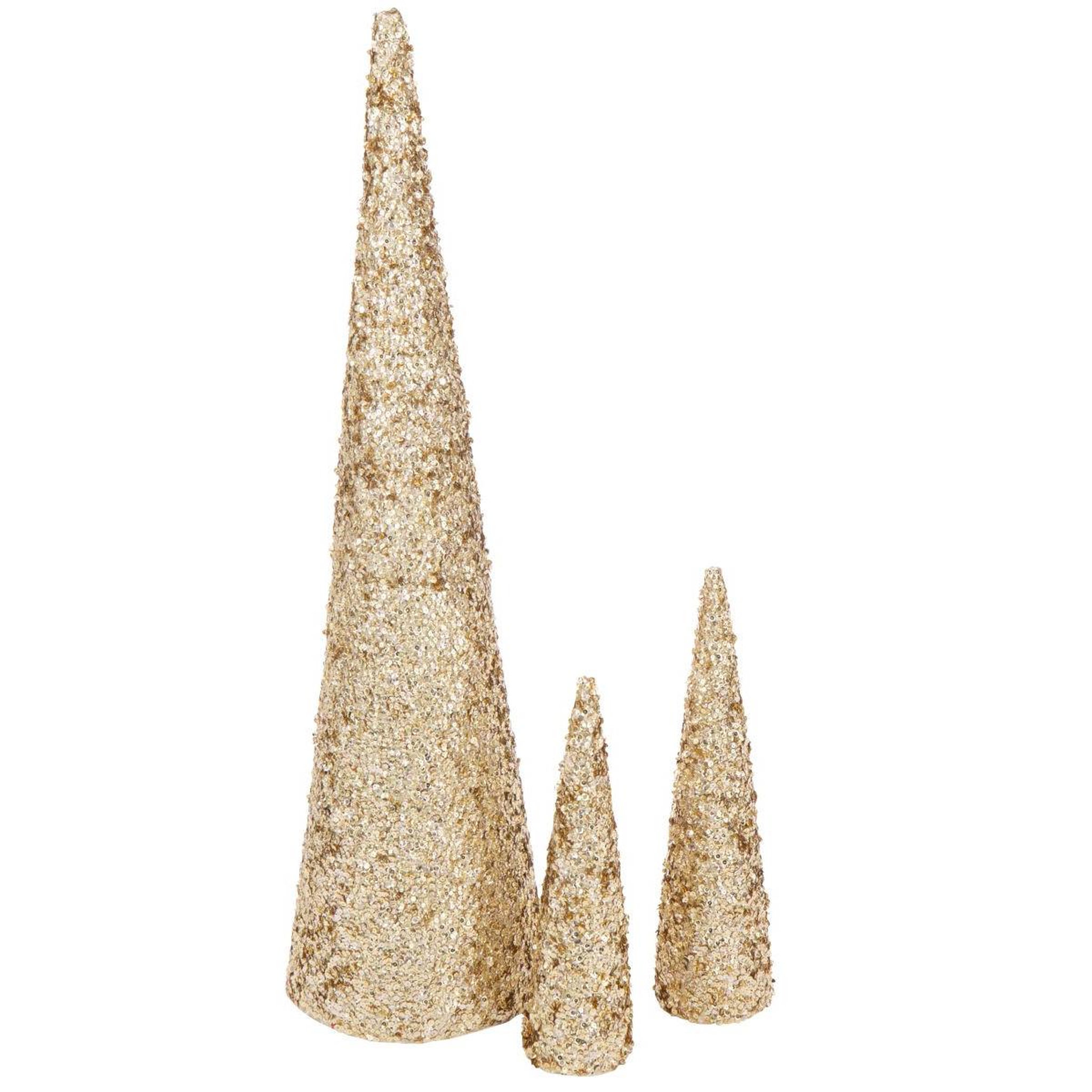Voir la diapositive 2 : J-LINE Cône déco  sequins  46cm doré