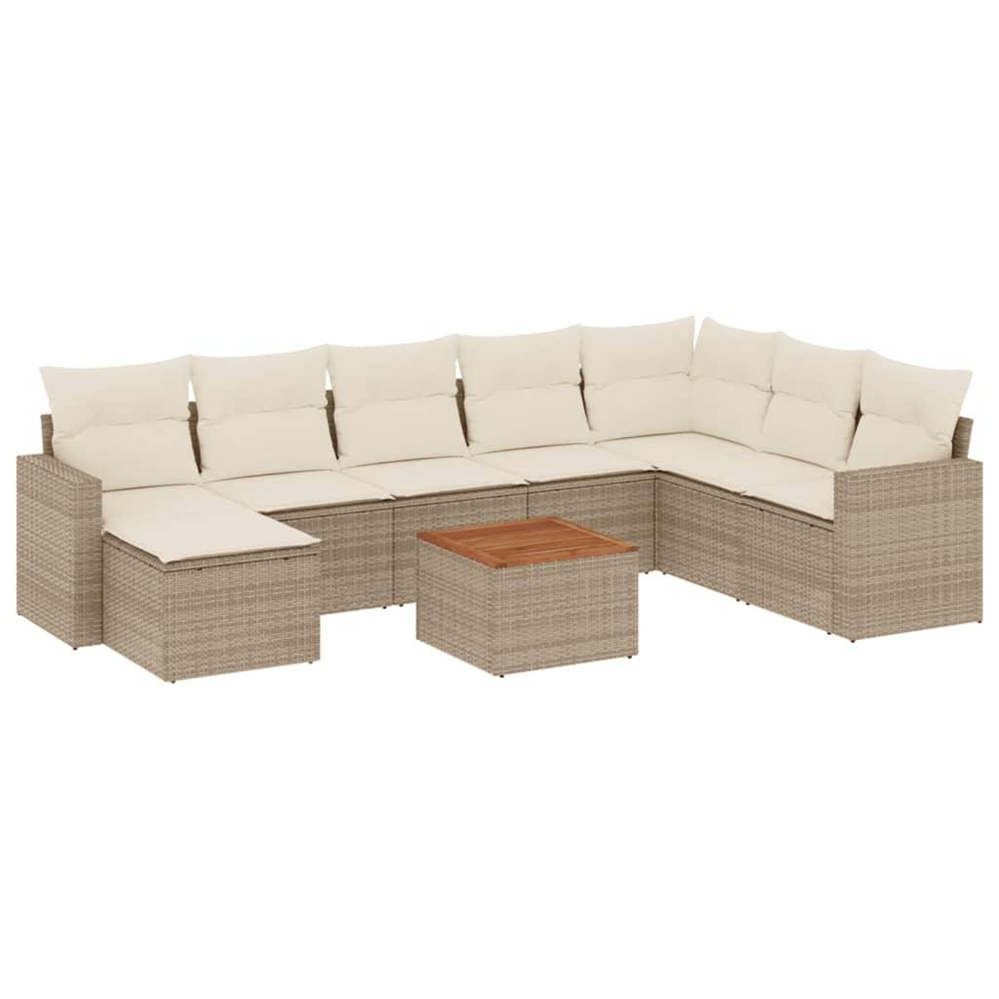 Voir la diapositive 2 : VIDAXL Salon de jardin avec coussins 9 pcs beige resine tressee