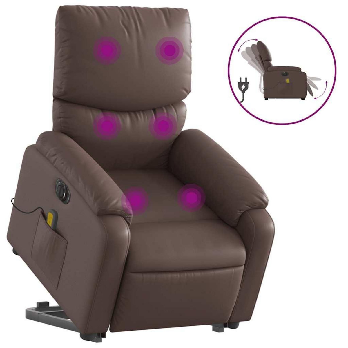 VIDAXL Fauteuil inclinable de massage electrique marron similicuir