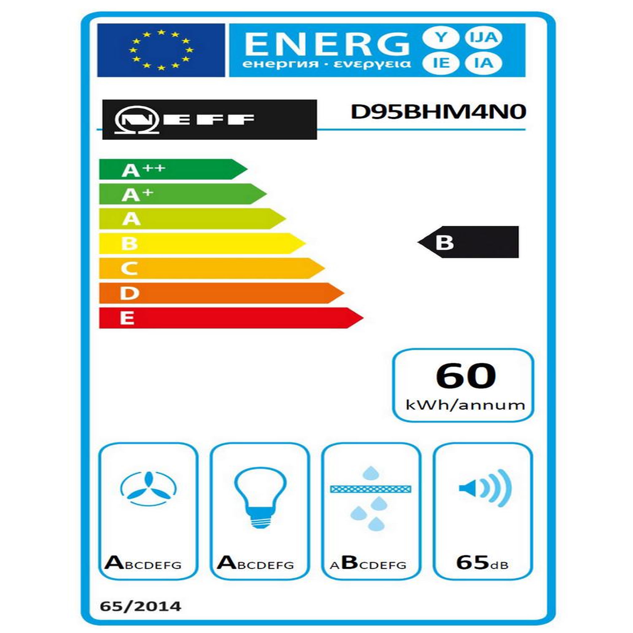 Voir la diapositive 2 : Neff Hotte décorative murale 90cm 65db 710m3/h inox - d95bhm4n0