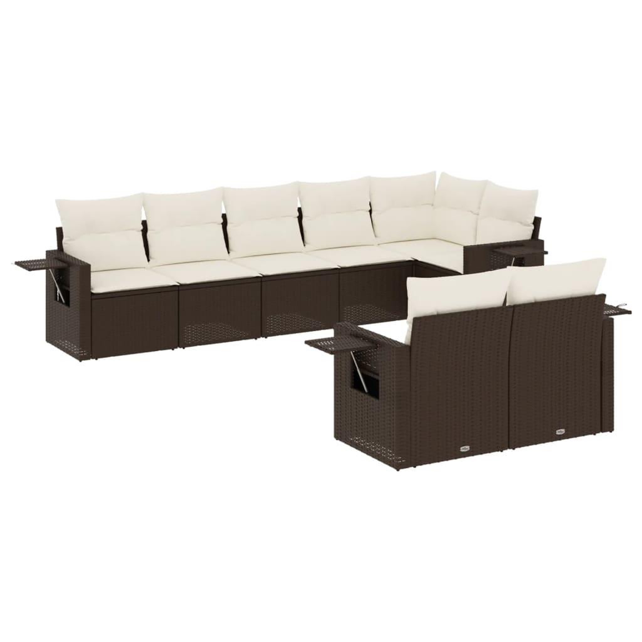 Voir la diapositive 2 : VIDAXL Salon de jardin 8 pcs avec coussins marron resine tressee