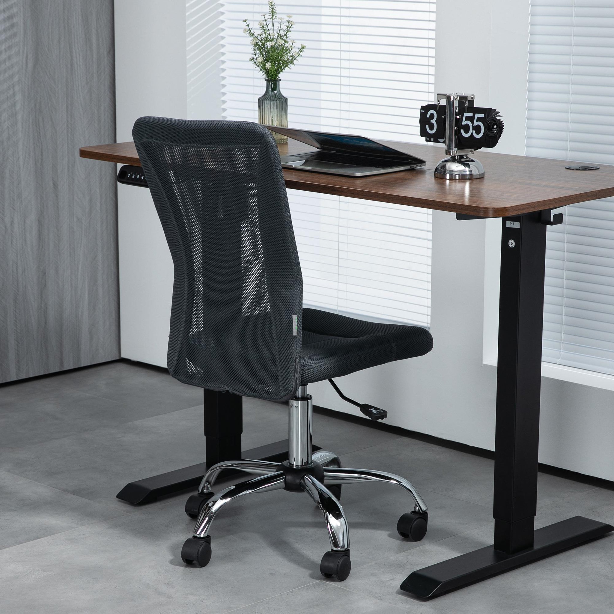 Voir la diapositive 6 : VINSETTO Vinsetto Chaise de bureau ergonomique hauteur réglable piètement chromé pivotant 360° revêtement gris foncé