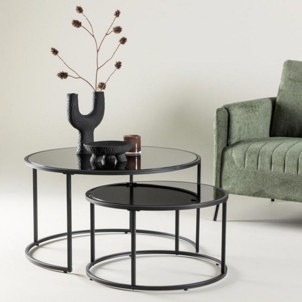 Paris Prix Lot de 2 Tables Basses Gigognes  Twin  79cm Noir