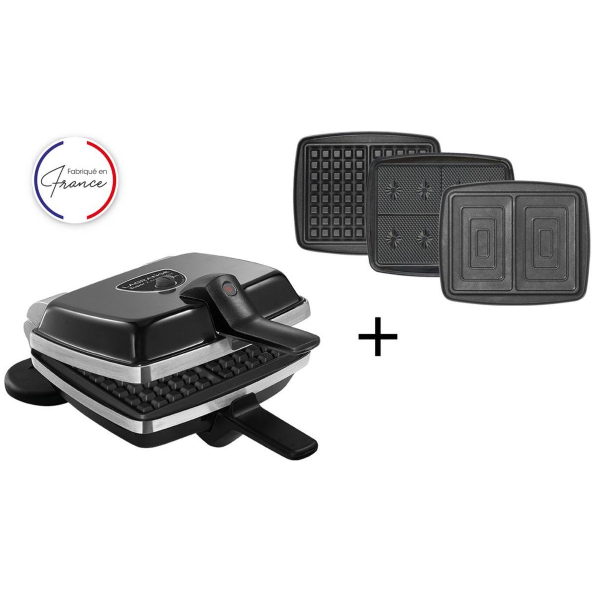 LAGRANGE Croque, gaufrier, gaufrette super 2 antiadhésif noir gaufres +GT+CM