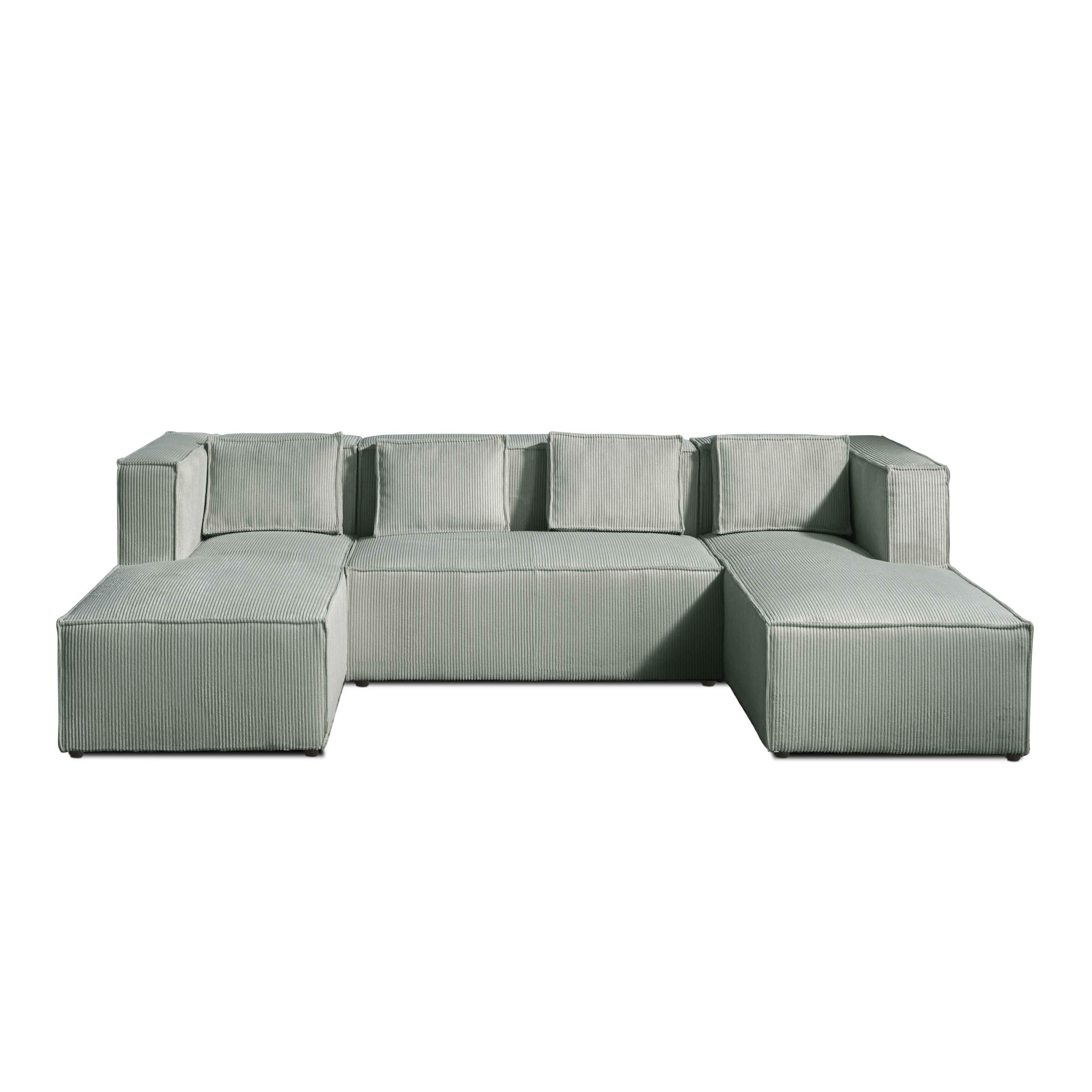 Voir la diapositive 5 : BEST MOBILIER Stella - canapé panoramique en u - 7 places - en velours côtelé