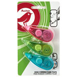 AUCHAN Lot de 3 mini souris correctrices 5m rose, vert et bleu