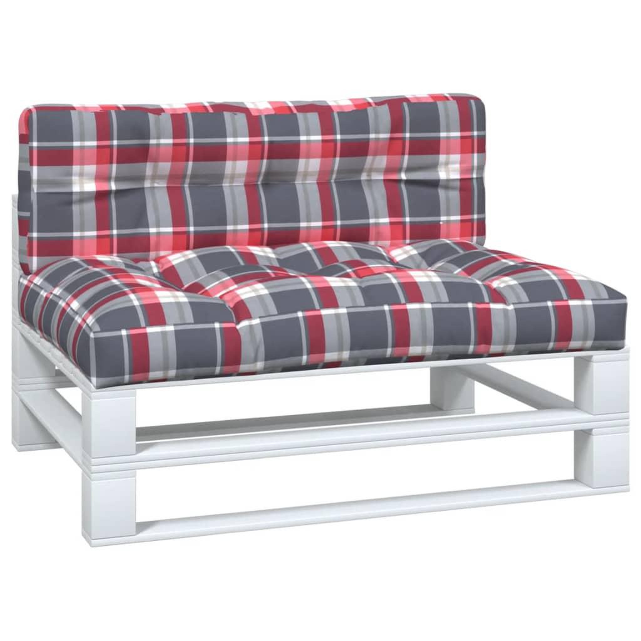 Voir la diapositive 3 : VIDAXL Coussins de palette lot de 2 motif a carreaux rouge tissu