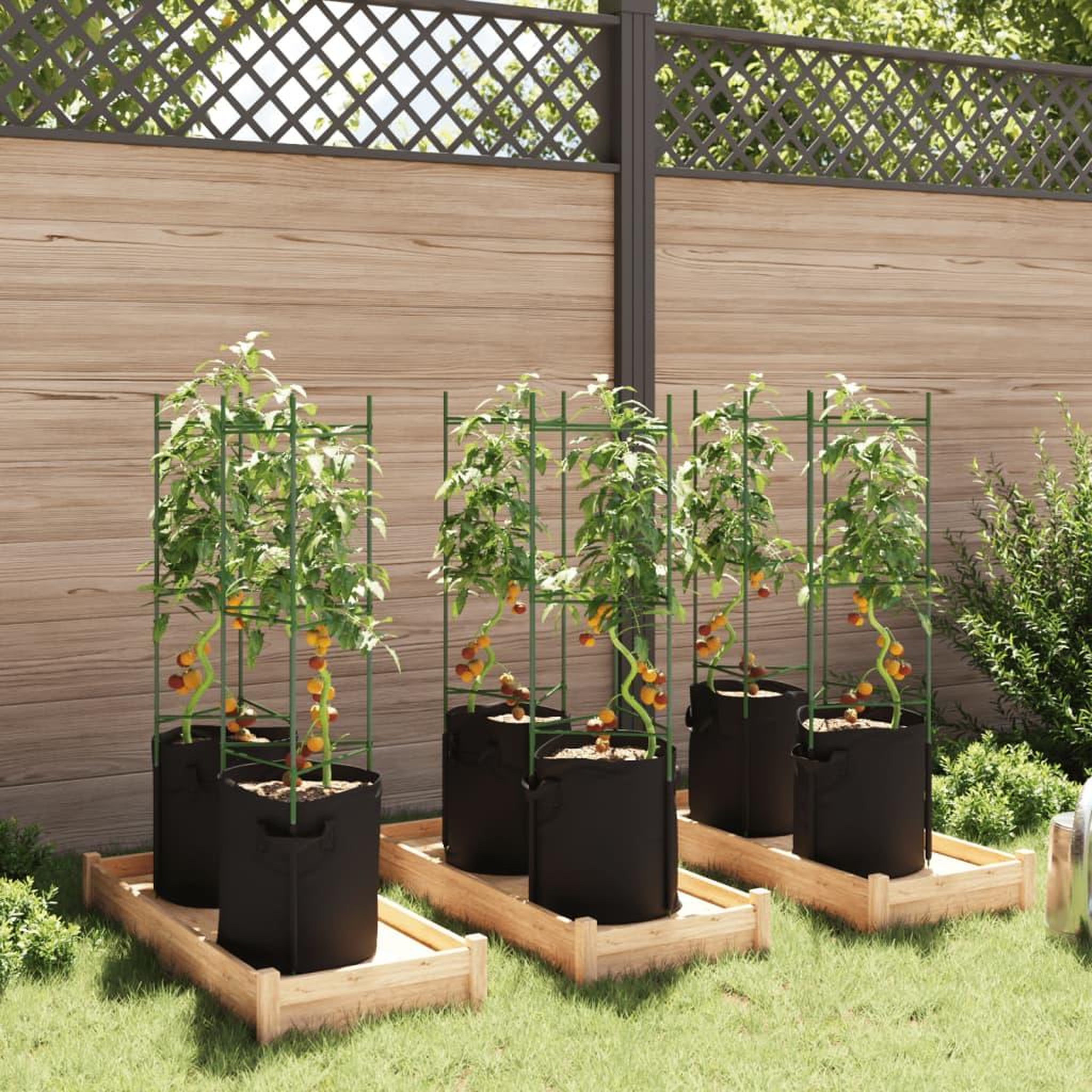 Voir la diapositive 3 : VIDAXL Cages a tomates avec sacs a plantes 6 pcs 116 cm acier et PP