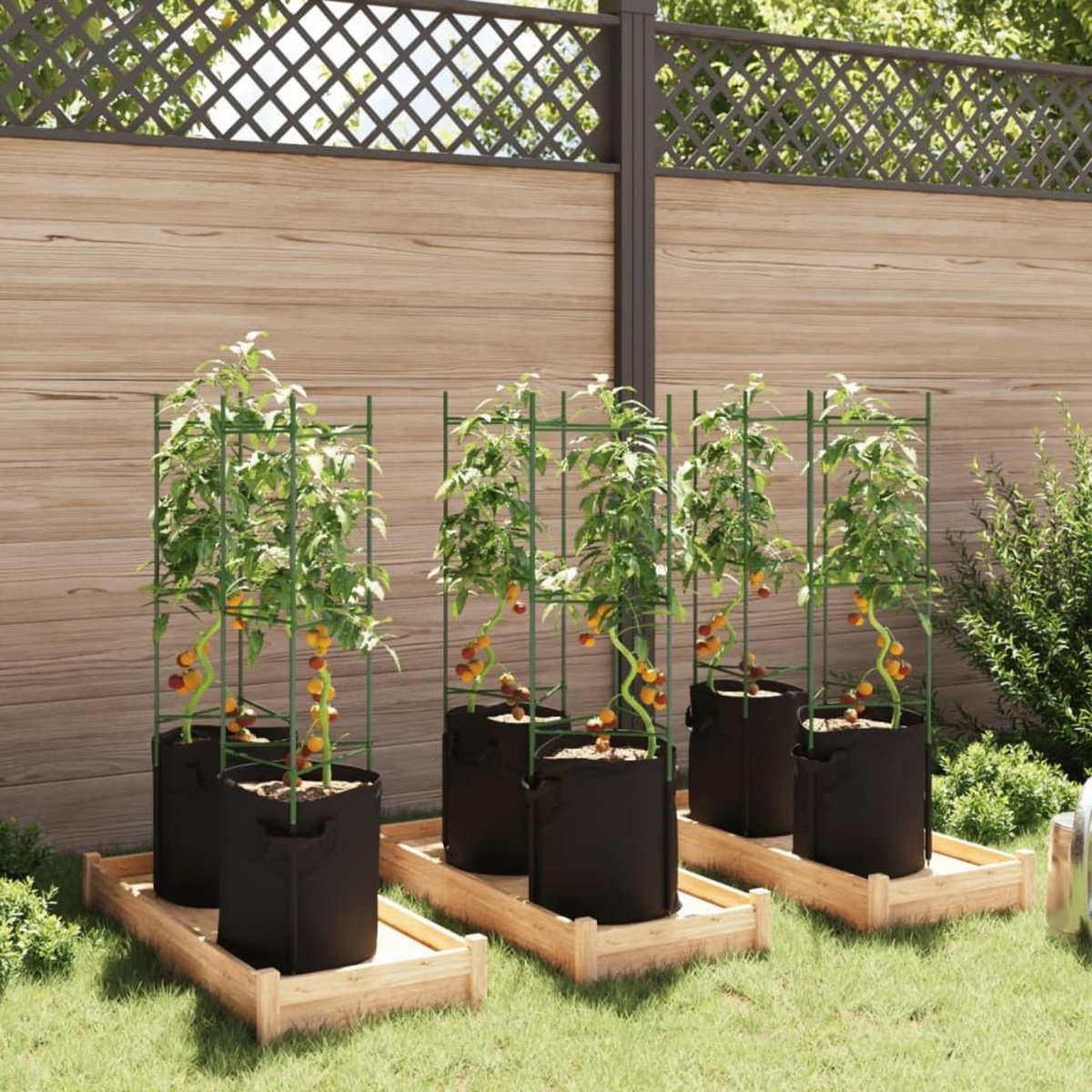 VIDAXL Cages a tomates avec sacs a plantes 6 pcs 116 cm acier et PP
