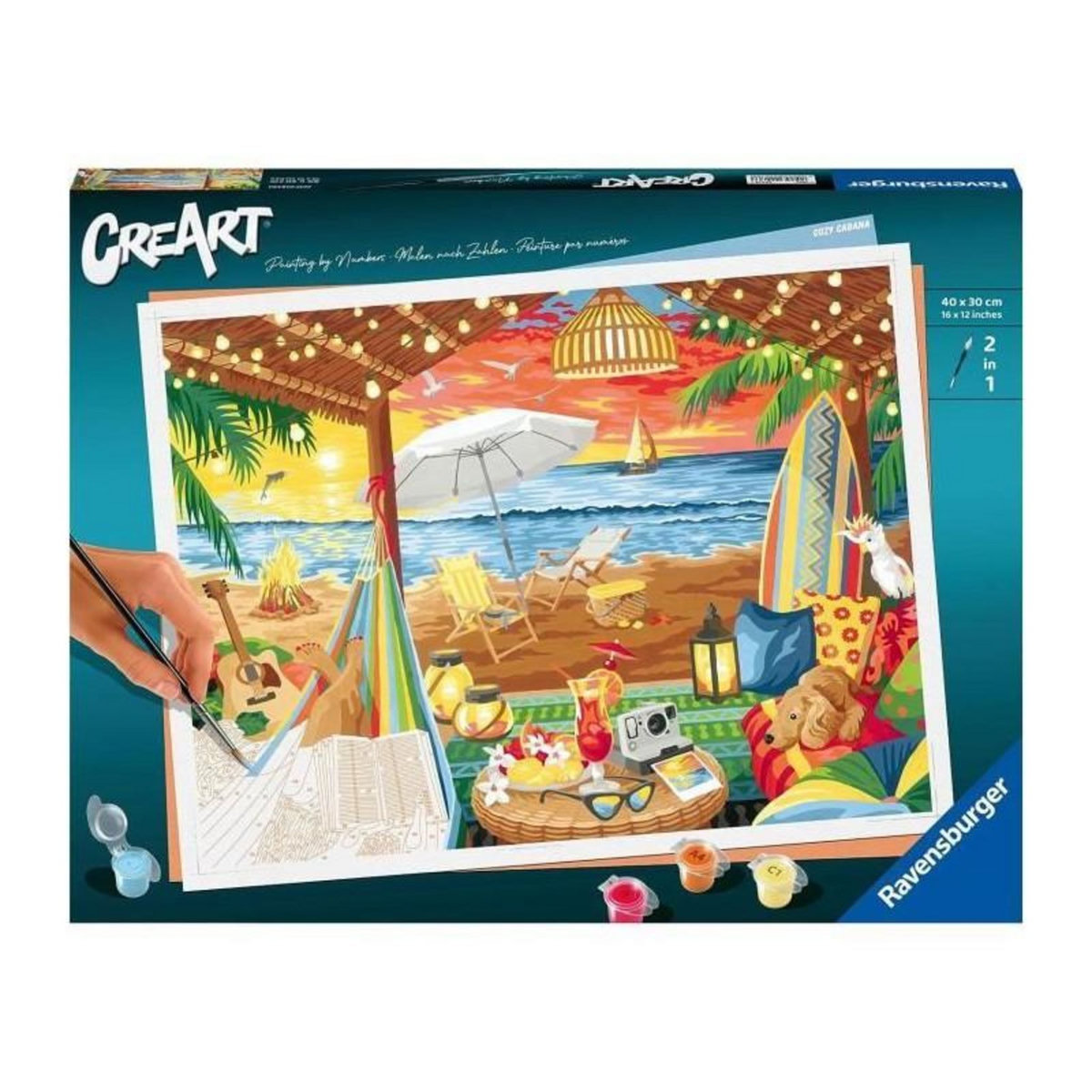 RAVENSBURGER CreArt 30x40 cm - Cozy Cabana - Série B Numéro d'art - 00020276 - Des 12 ans