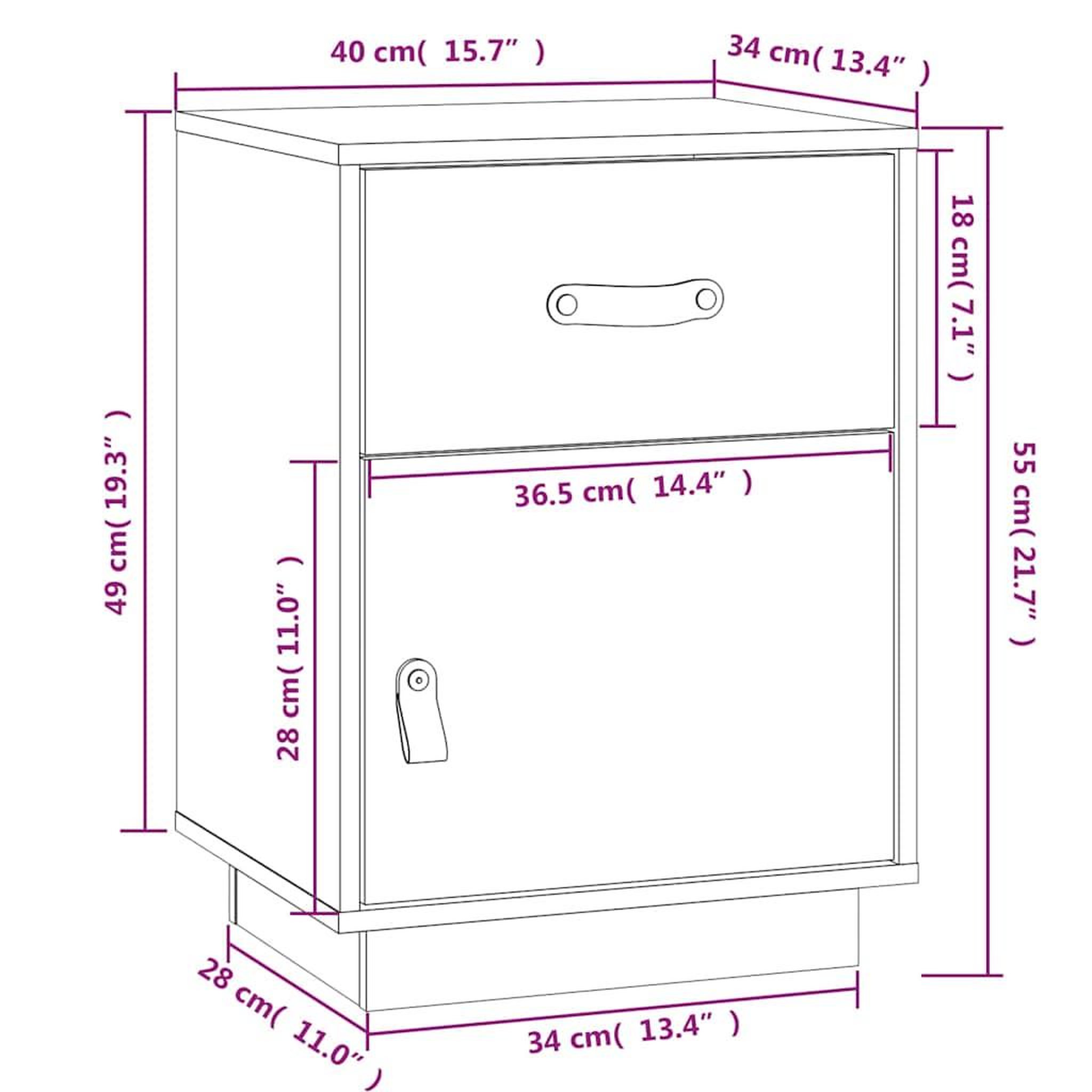 Voir la diapositive 6 : VIDAXL Table de chevet Blanc 40x34x55 cm Bois de pin solide