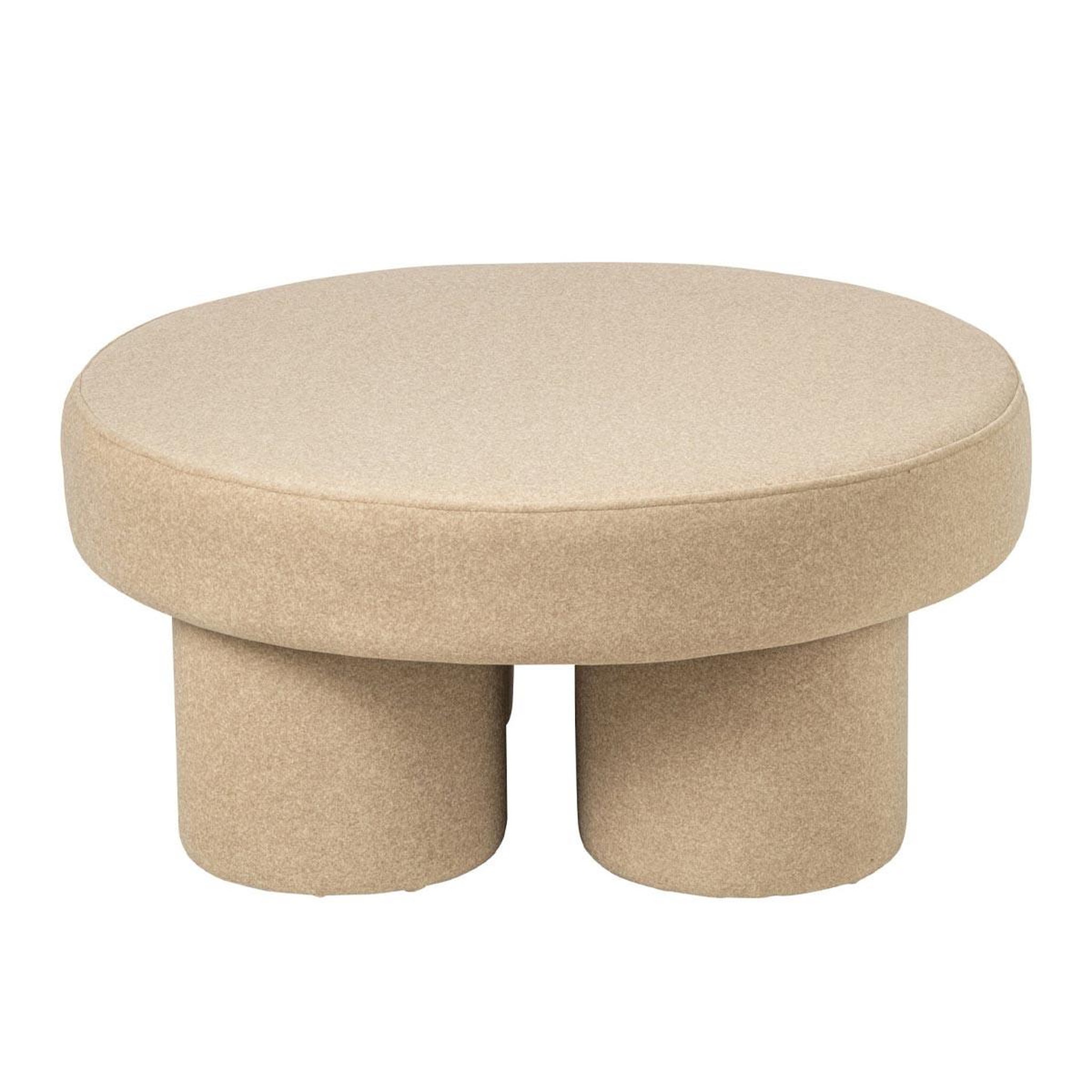 Voir la diapositive 2 : J-LINE Pouf rond sur pieds  champi  71cm beige clair