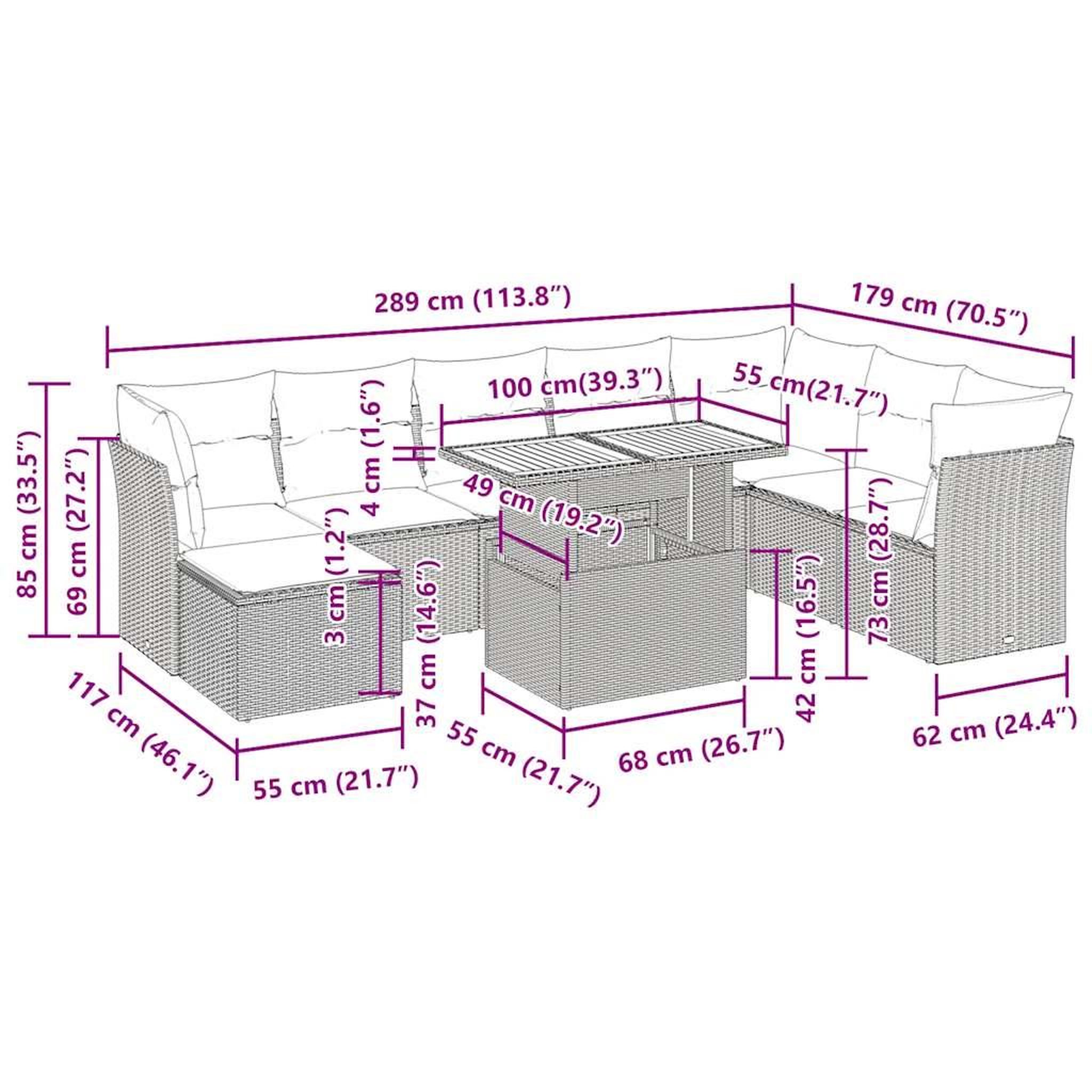 Voir la diapositive 6 : VIDAXL Salon de jardin 9 pcs avec coussins noir resine tressee