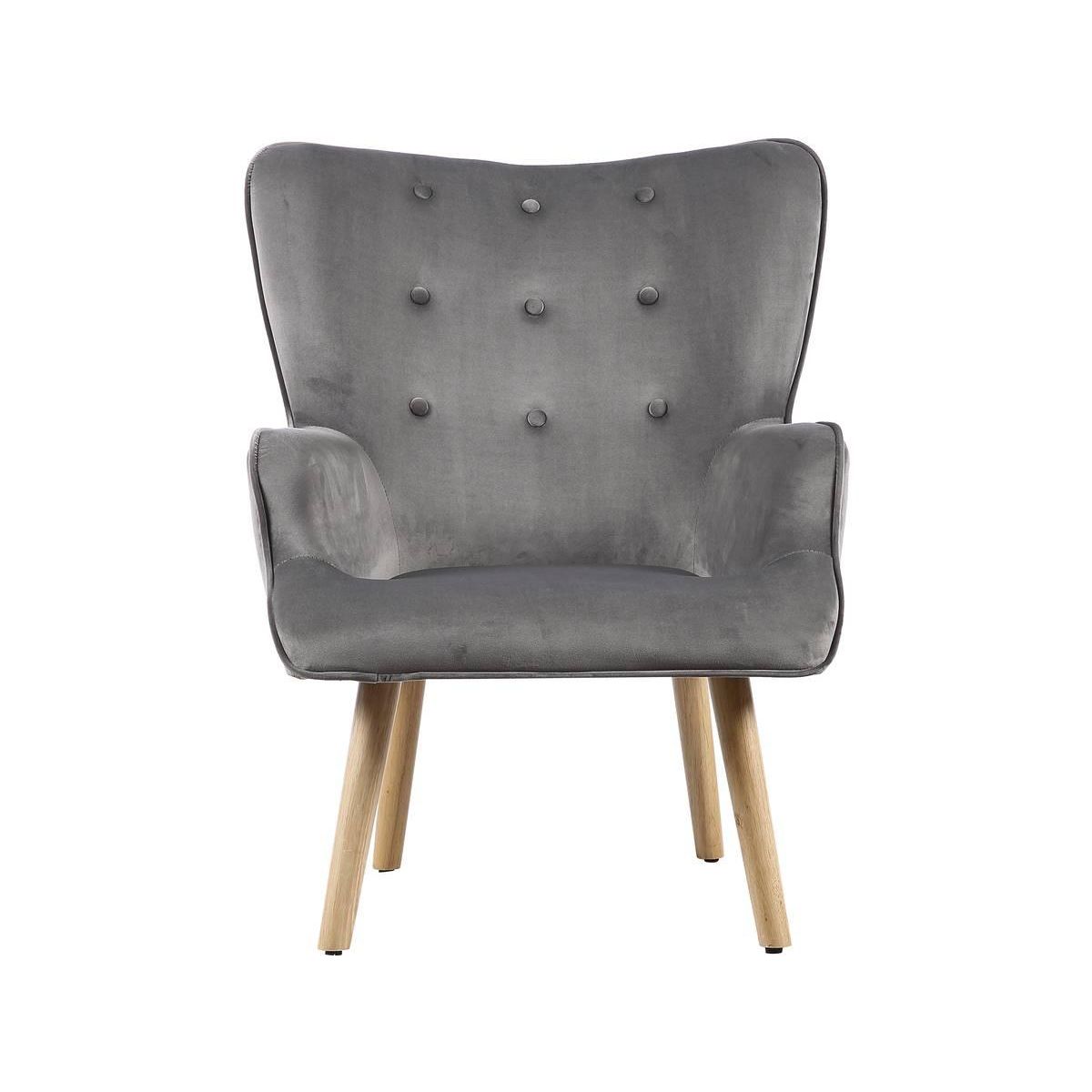 Habitat et Jardin Fauteuil style scandinave velours  Odense  - 73 x 81 x 92.5 cm - 1 place - Gris