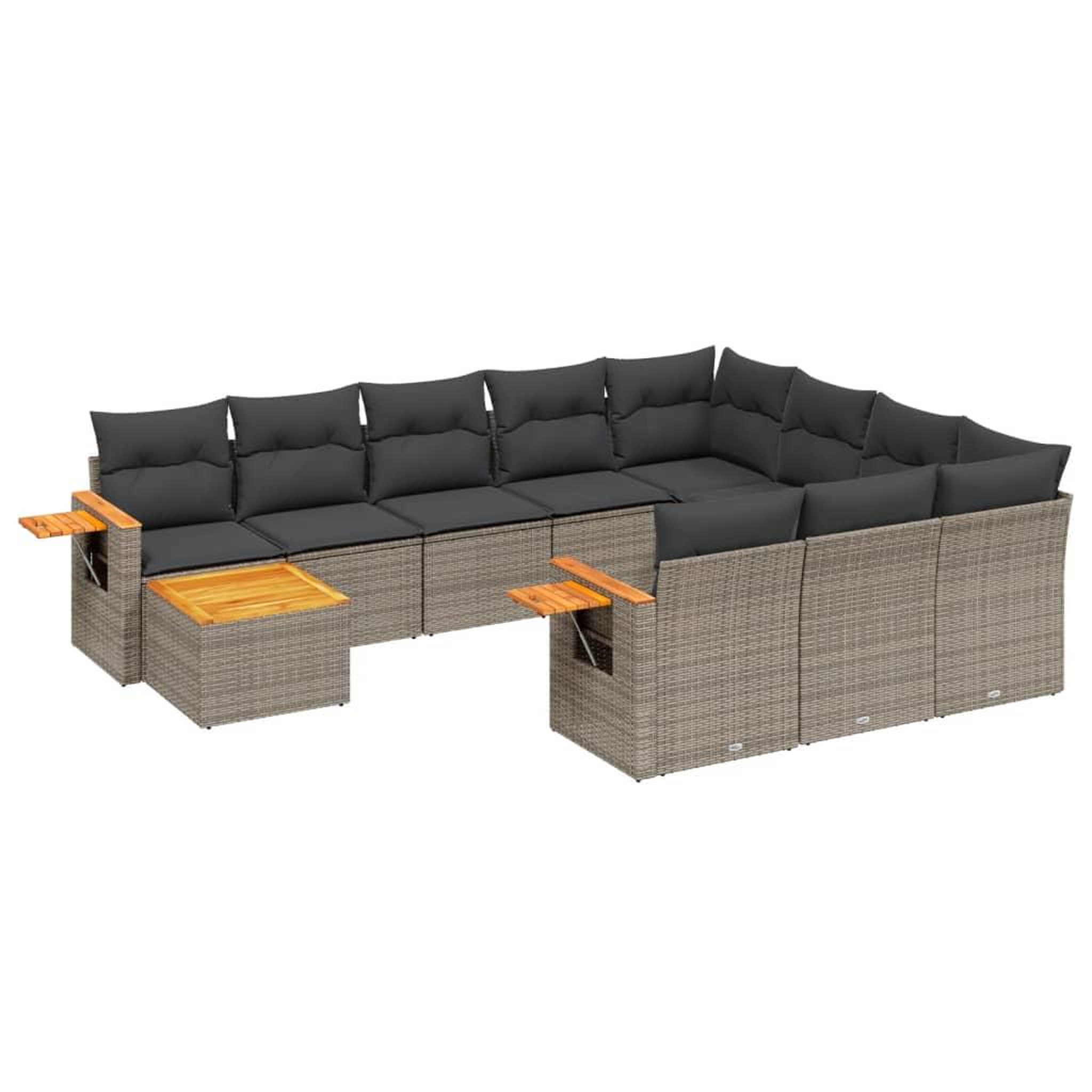 Voir la diapositive 2 : VIDAXL Salon de jardin 11 pcs avec coussins gris resine tressee
