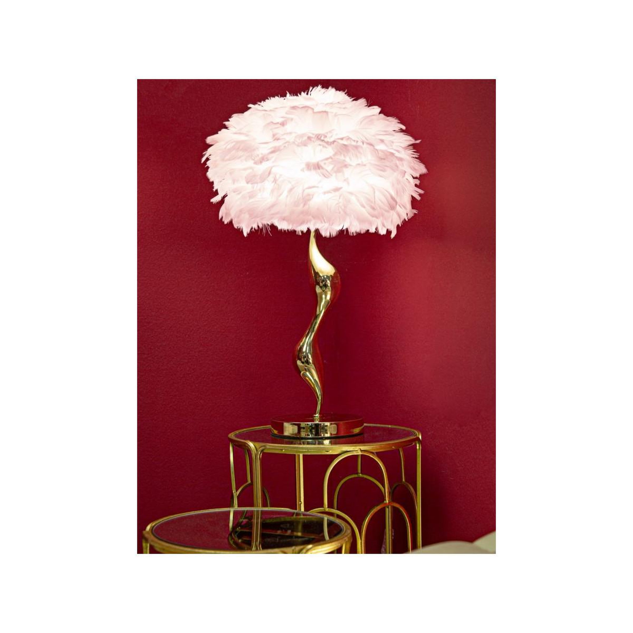 Voir la diapositive 6 : Paris Prix Lampe à poser imitation plume  slim  63cm or & rose