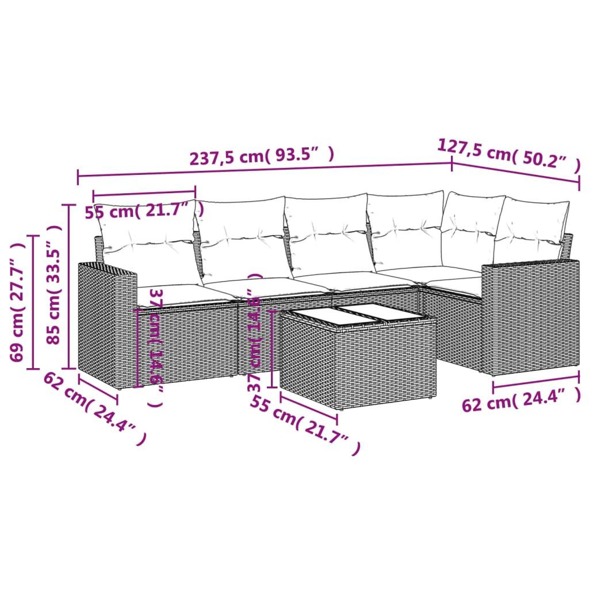 Voir la diapositive 3 : VIDAXL Salon de jardin 6 pcs avec coussins gris clair resine tressee