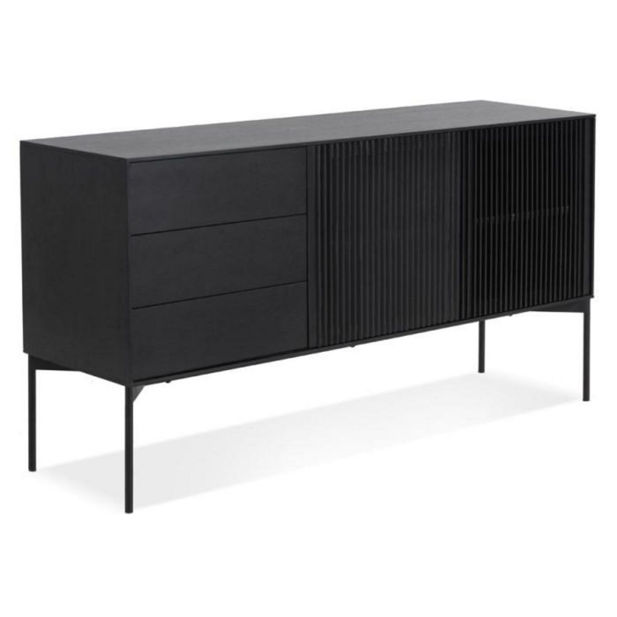 Paris Prix Buffet 3 Tiroirs & 2 Portes Design  Lasco  160cm Noir