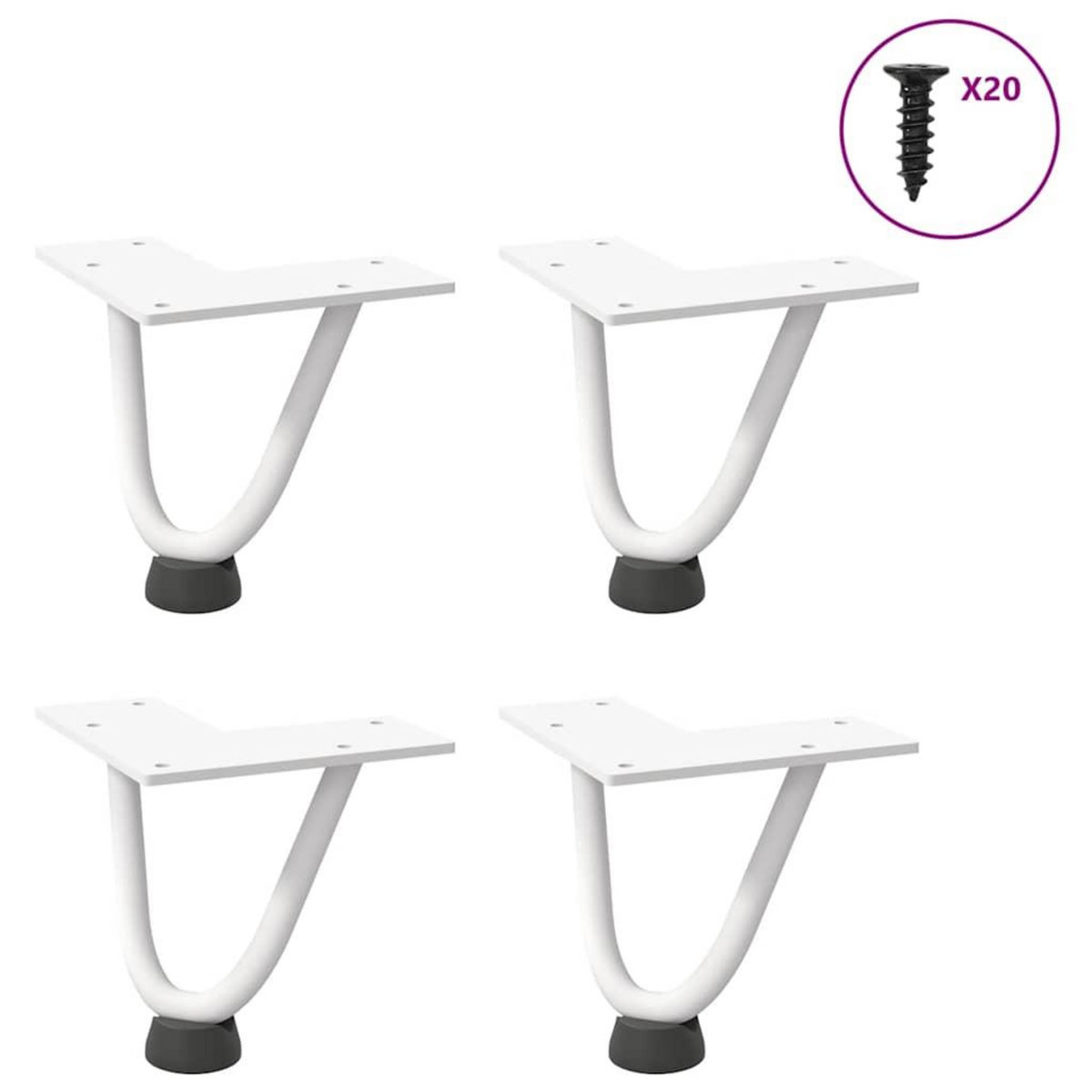 VIDAXL Pieds de table en forme d'epingle a cheveux 4 pcs blanc 10 cm